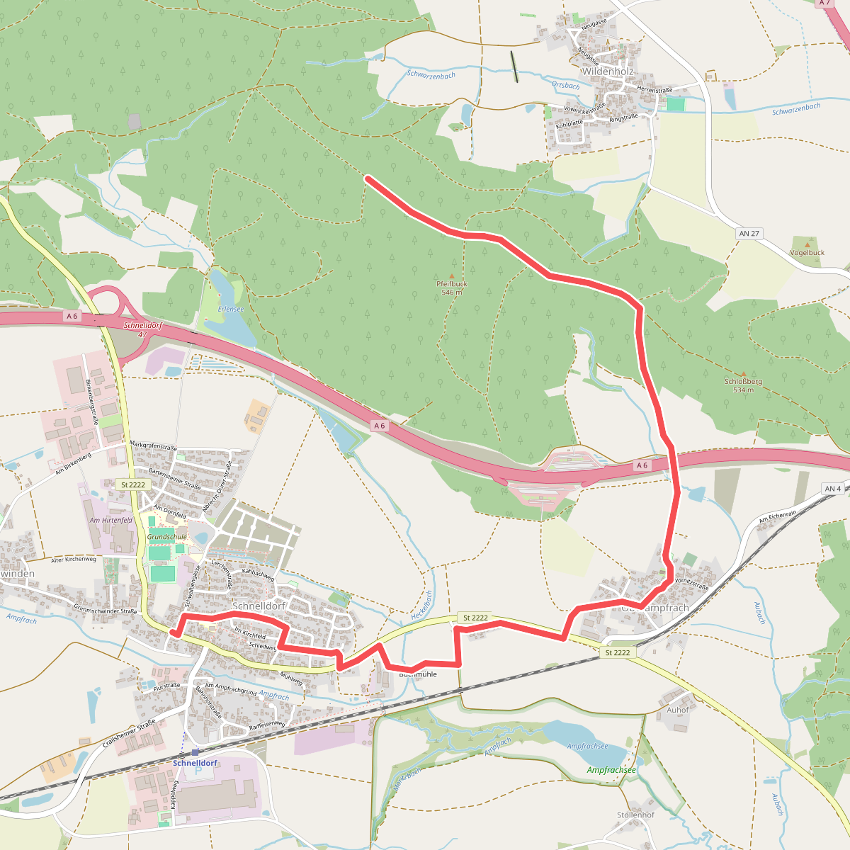 Igelweg Verbindung Schnelldorf-Oberampfrach-Wildenholz