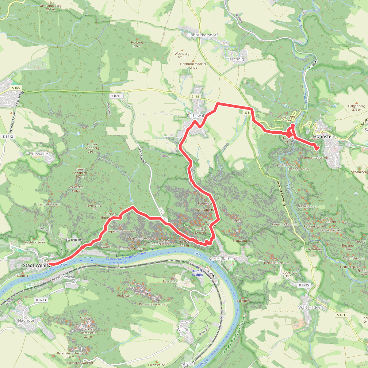 Stadt Wehlen - Hohnstein · Malerweg etappe 2