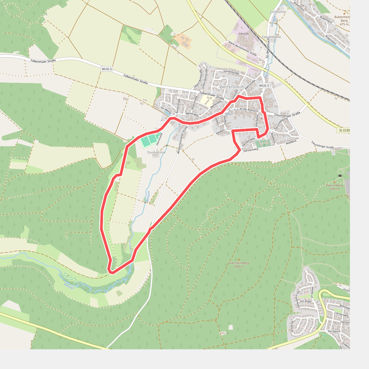 Streuobst-Erlebnis-Weg Route Wettelsheim