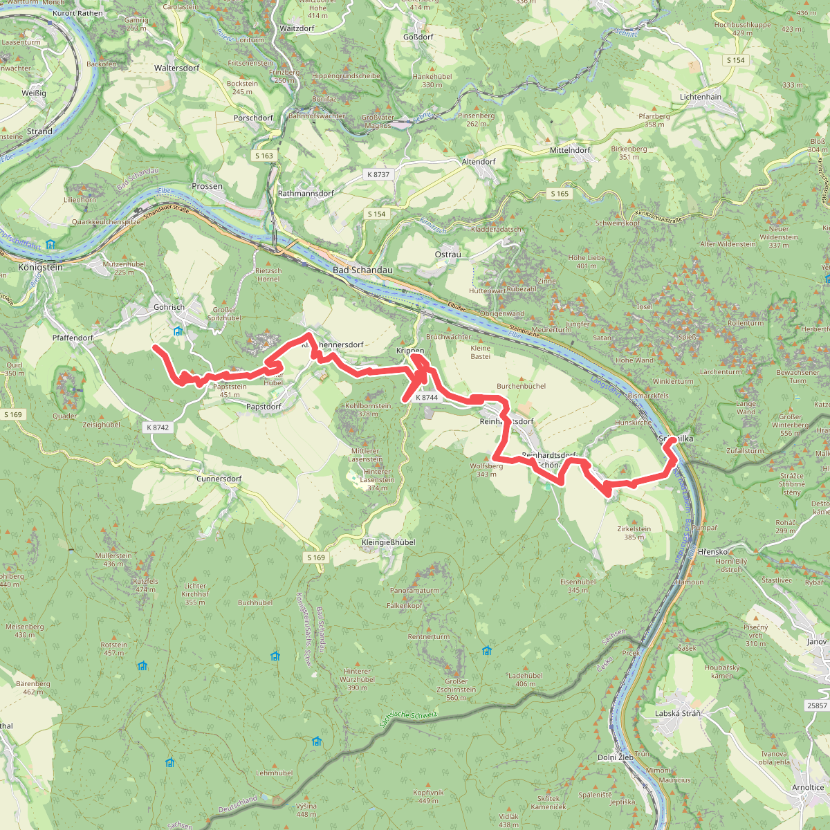Schmilka - Kurort Gohrisch · Malerweg etappe 6