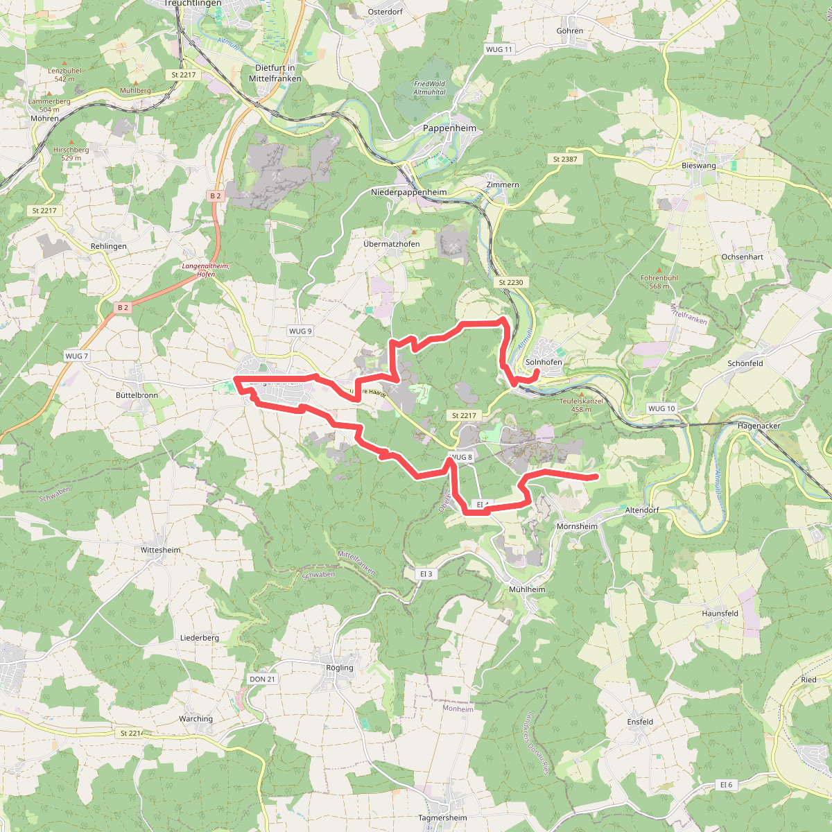 Altmühl Panoramaweg Schlaufe 9 Solnhofen-Langenaltheim-Moernsheim