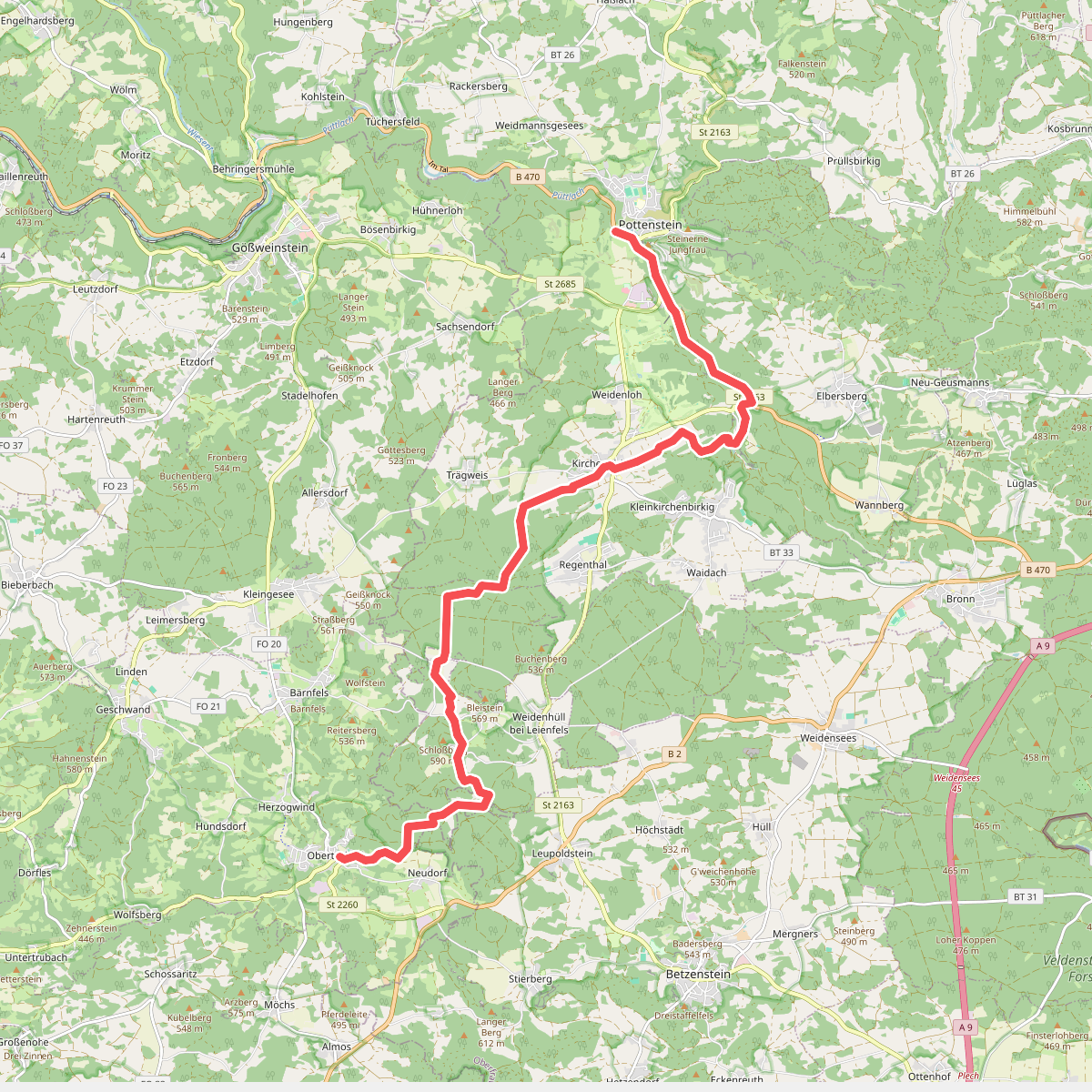 Pottenstein - Obertrubach · Frankenweg etappe 12