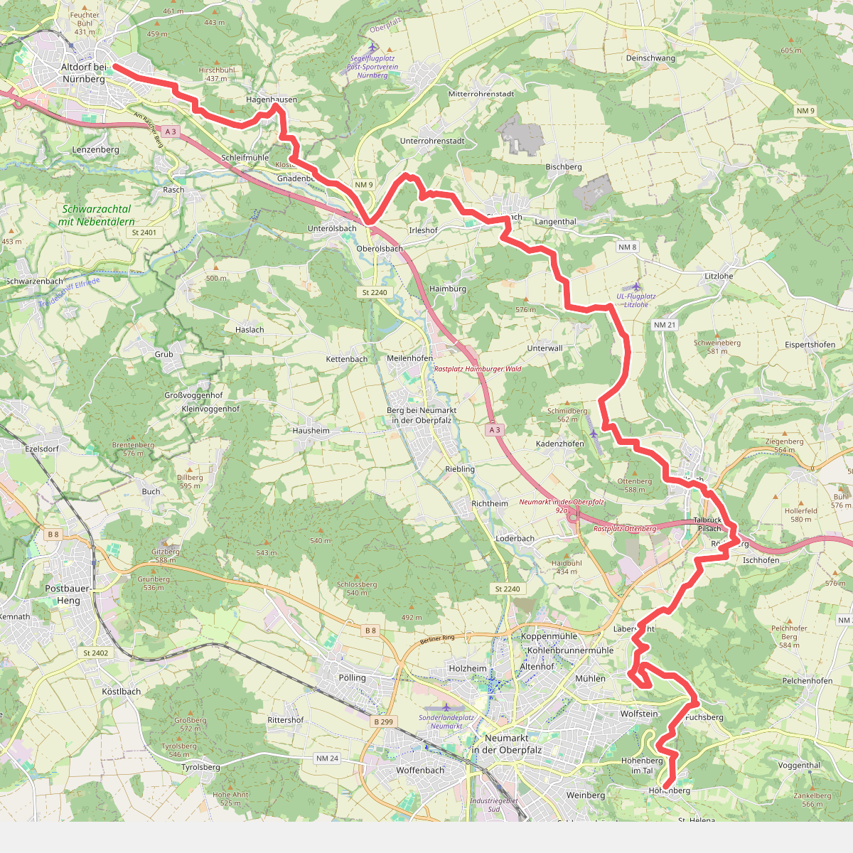 Altdorf b. Nürnberg - Höhenberg · Frankenweg etappe 17