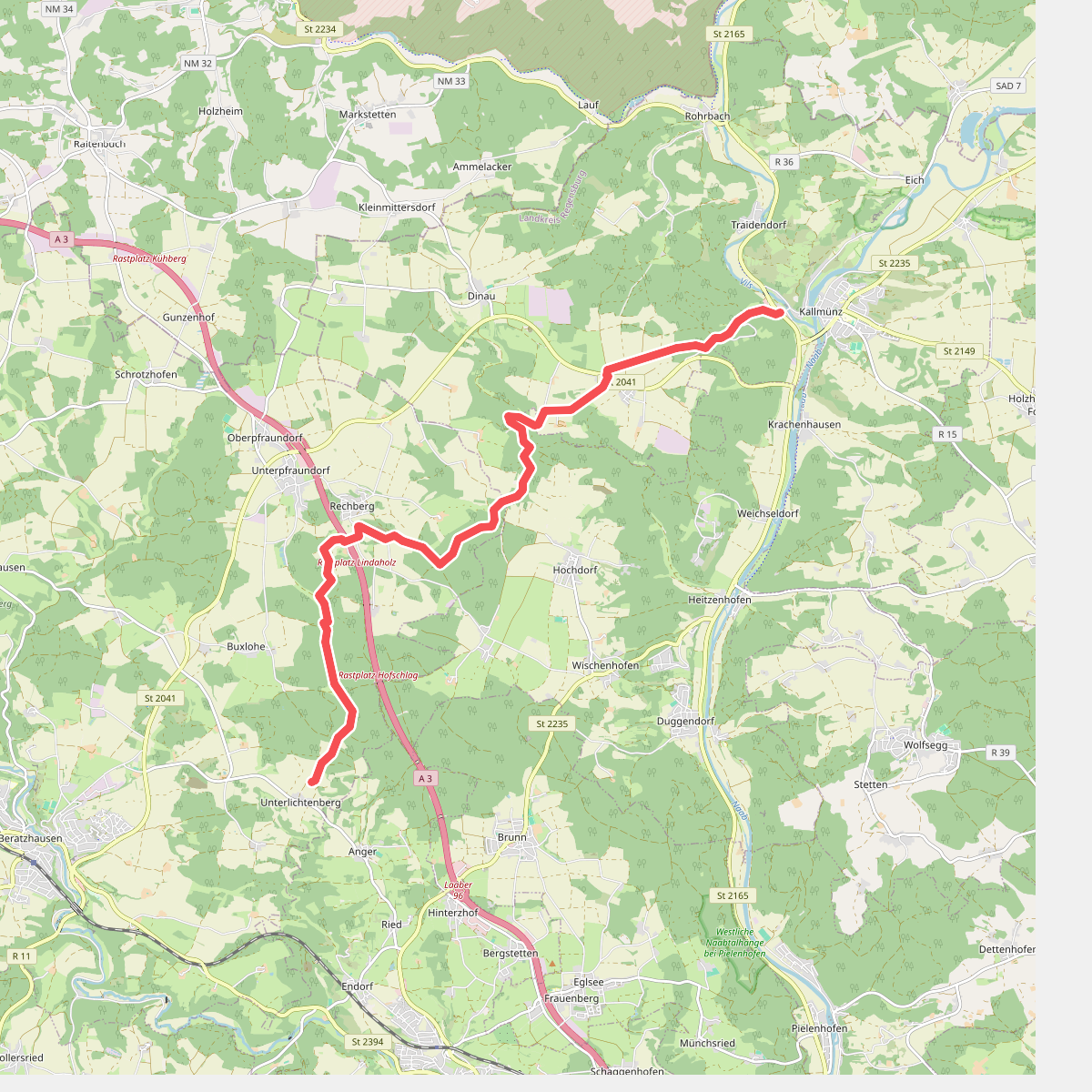 W 69 Kallmünz - Beratzhausen (Rotes Dreieck)
