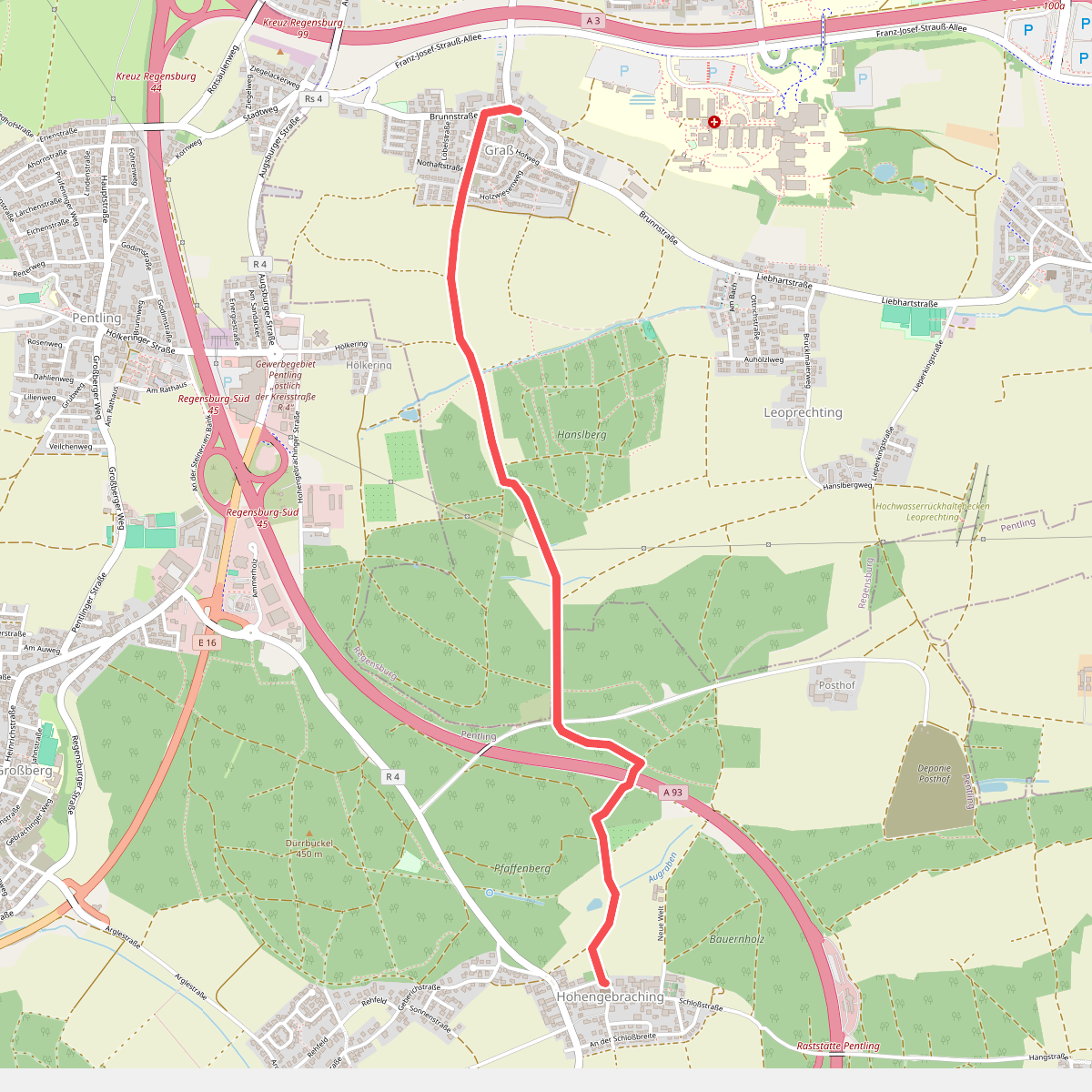 S 08 Regensburg-Graß - Hohengebraching (Rotes Dreieck)