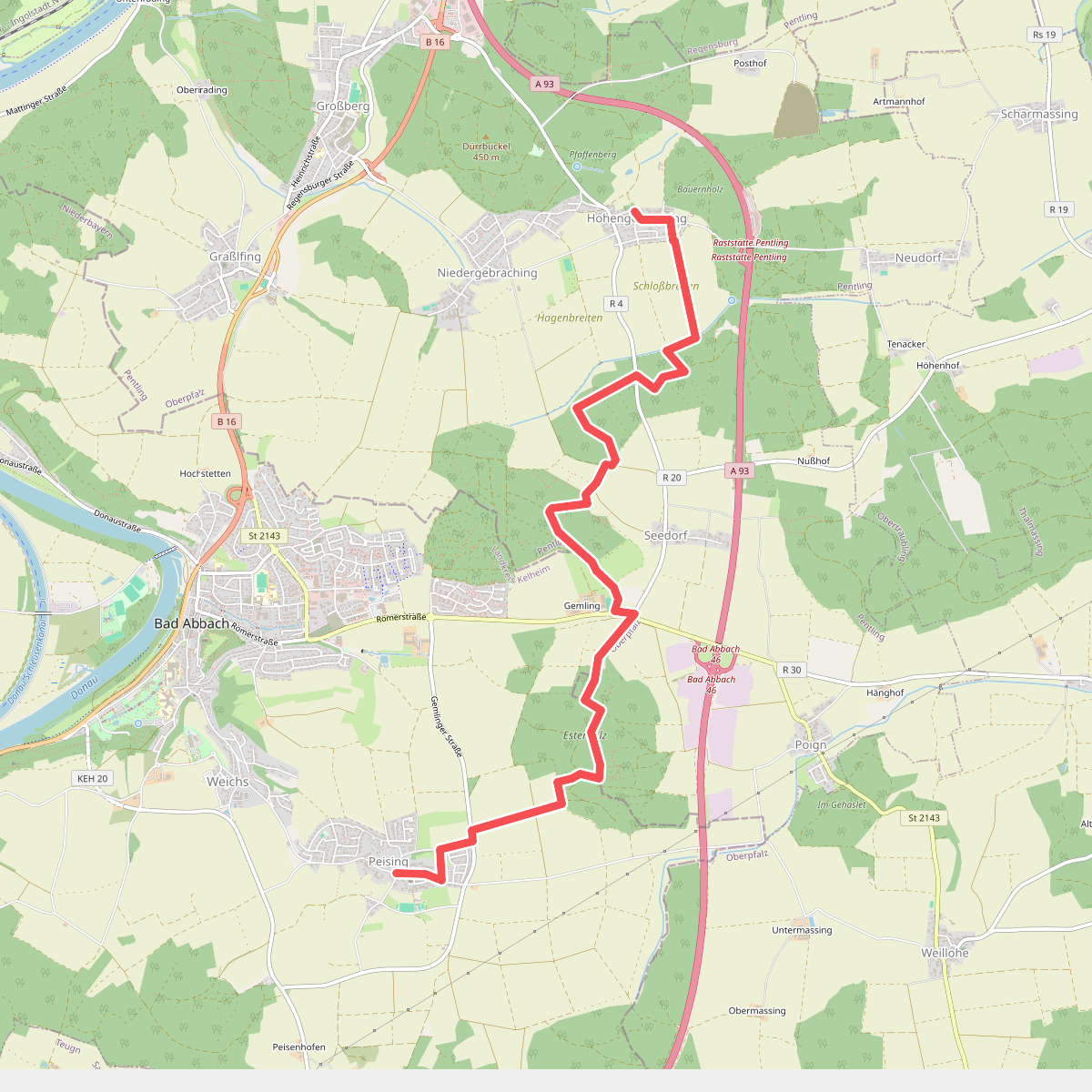 S 09 Hohengebraching - Peising (Rotes Dreieck)