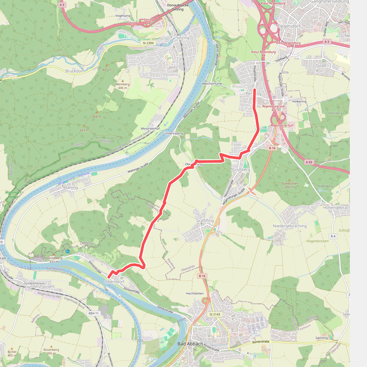 S 19 Pentling - Bad Abbach (Grünes Dreieck)