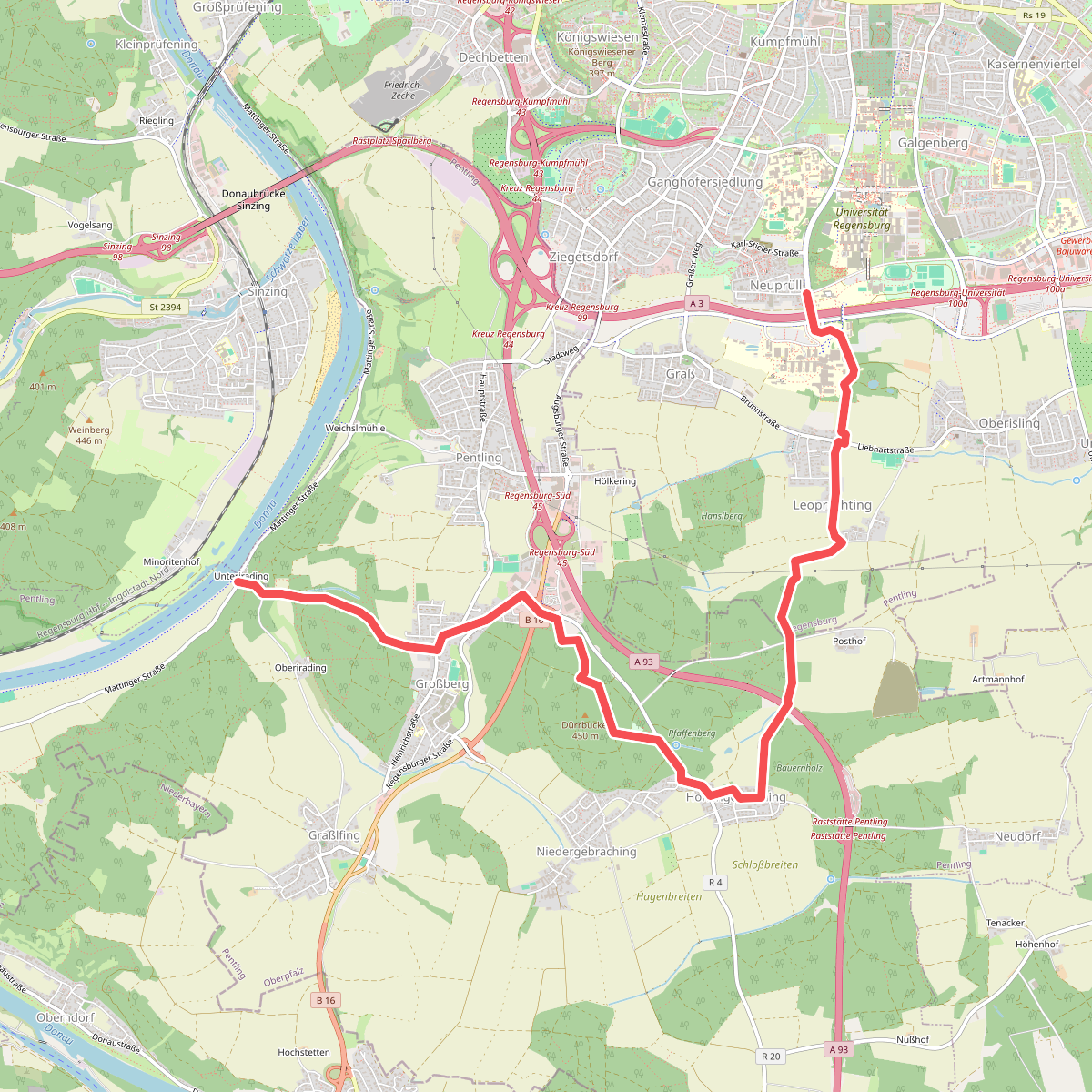 S 21 Regensburg-Neuprüll - Unterirading [Walba] (Grünes Rechteck)