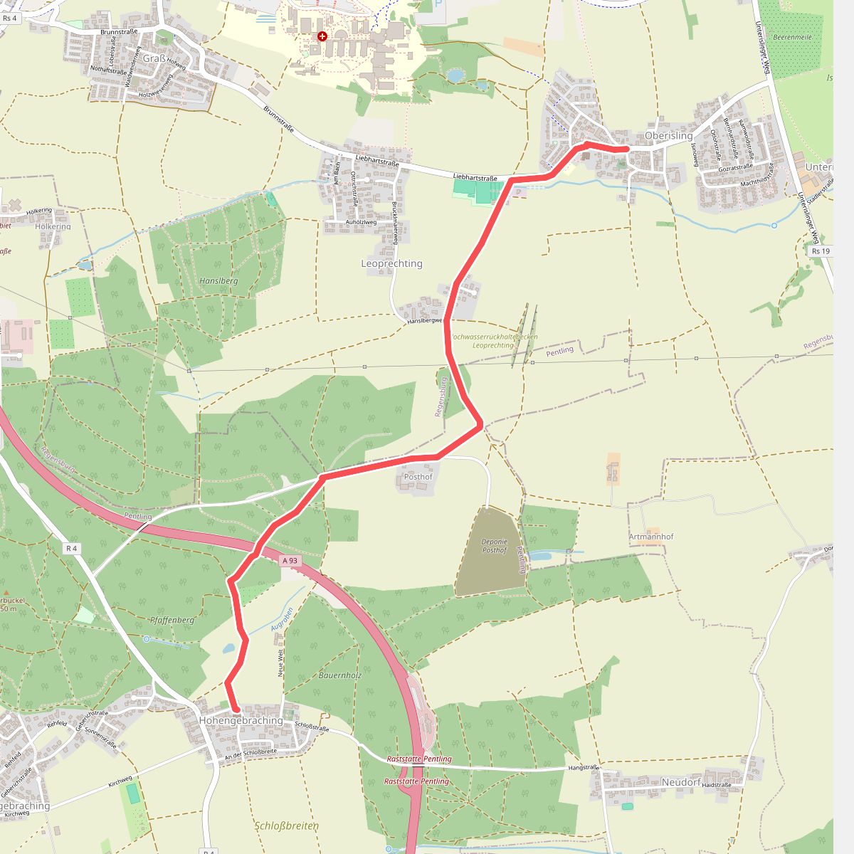 S 22 Oberisling - Hohengebraching (Rotes Rechteck)