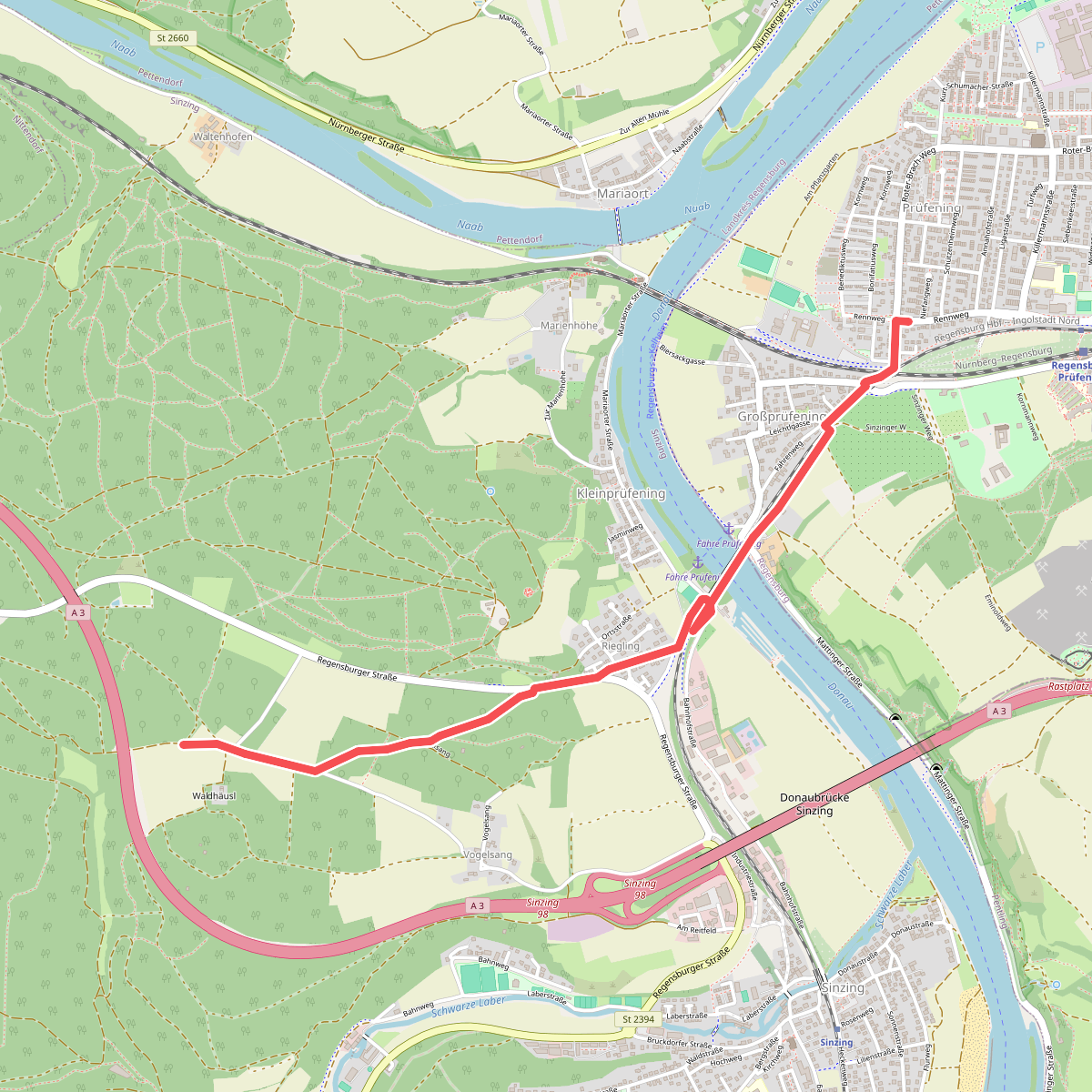 W 04 Regensburg - Anschluss an W5 (Grünes Rechteck)