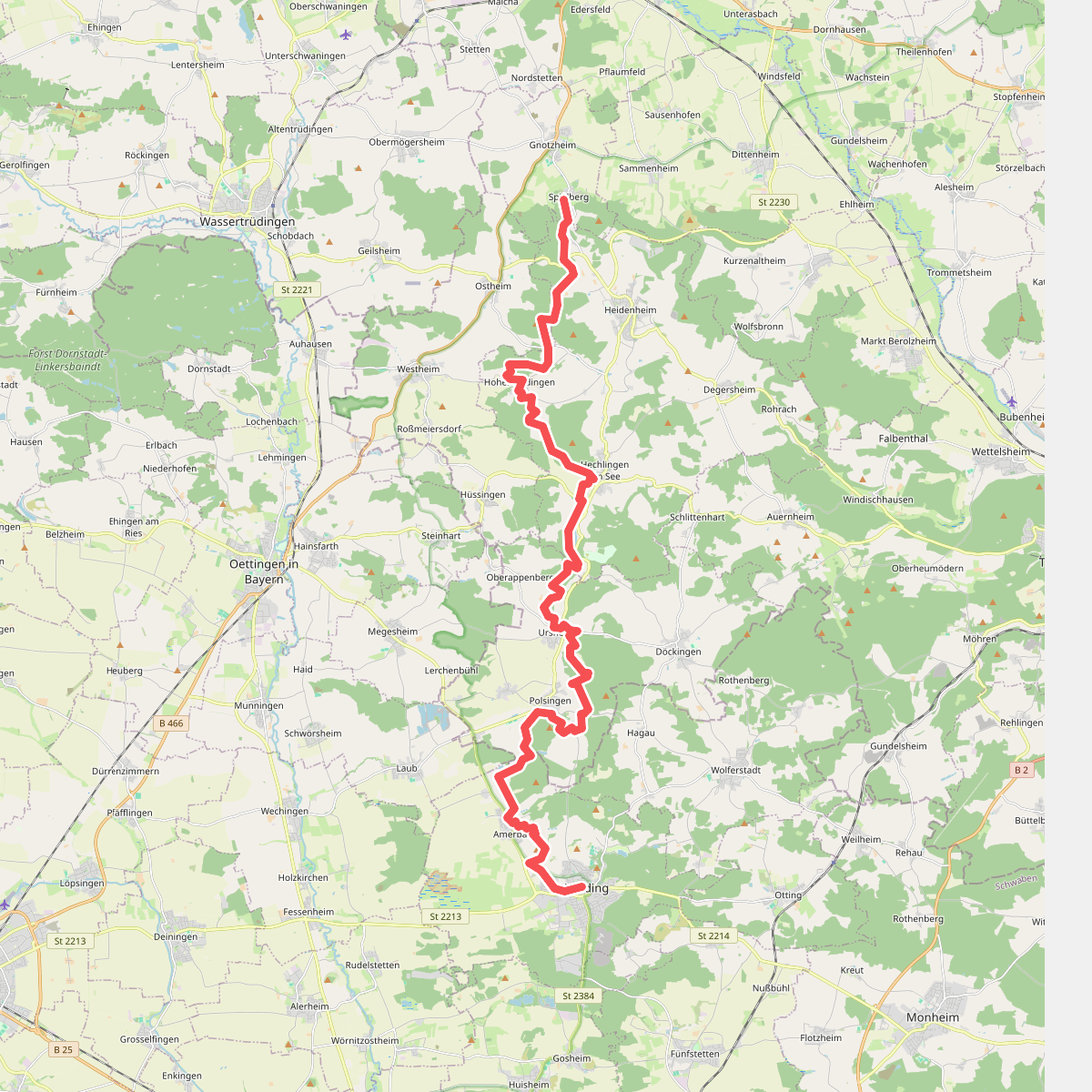 Spielberg - Wemding · Frankenweg etappe 23