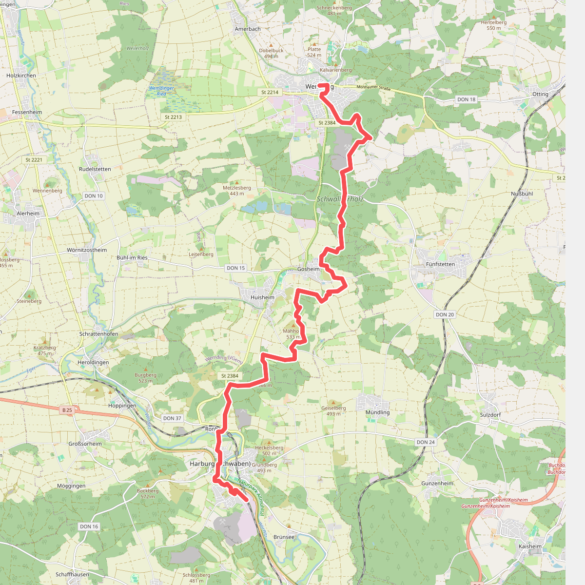 Wemding - Harburg (Schwaben) · Frankenweg etappe 24