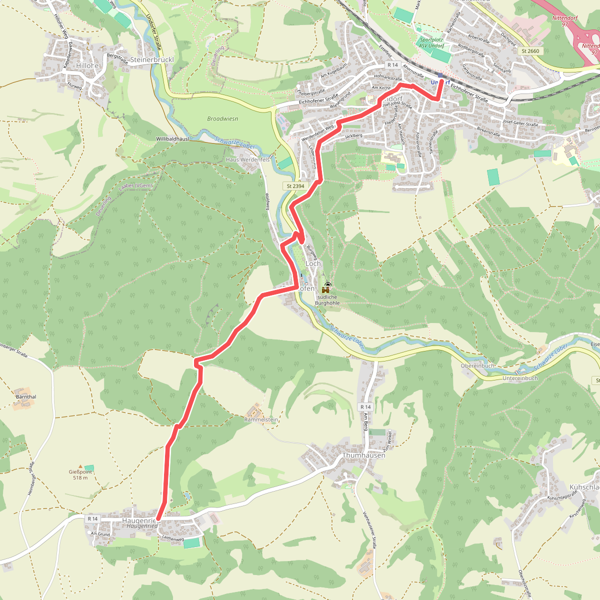 W 40 Undorf - Haugenried (Rotes Dreieck)