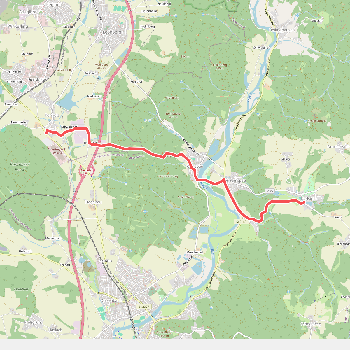 O 63 Ponholz - Karlstein (Grünes Rechteck)