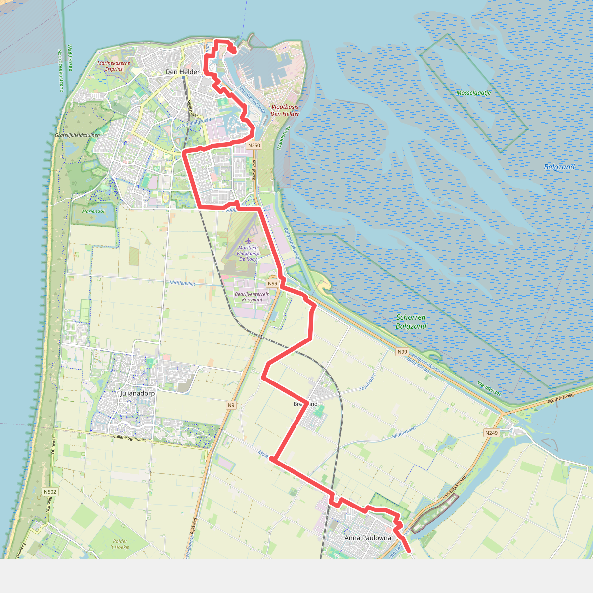 Aanlooproute Den Helder - Anna Paulowna