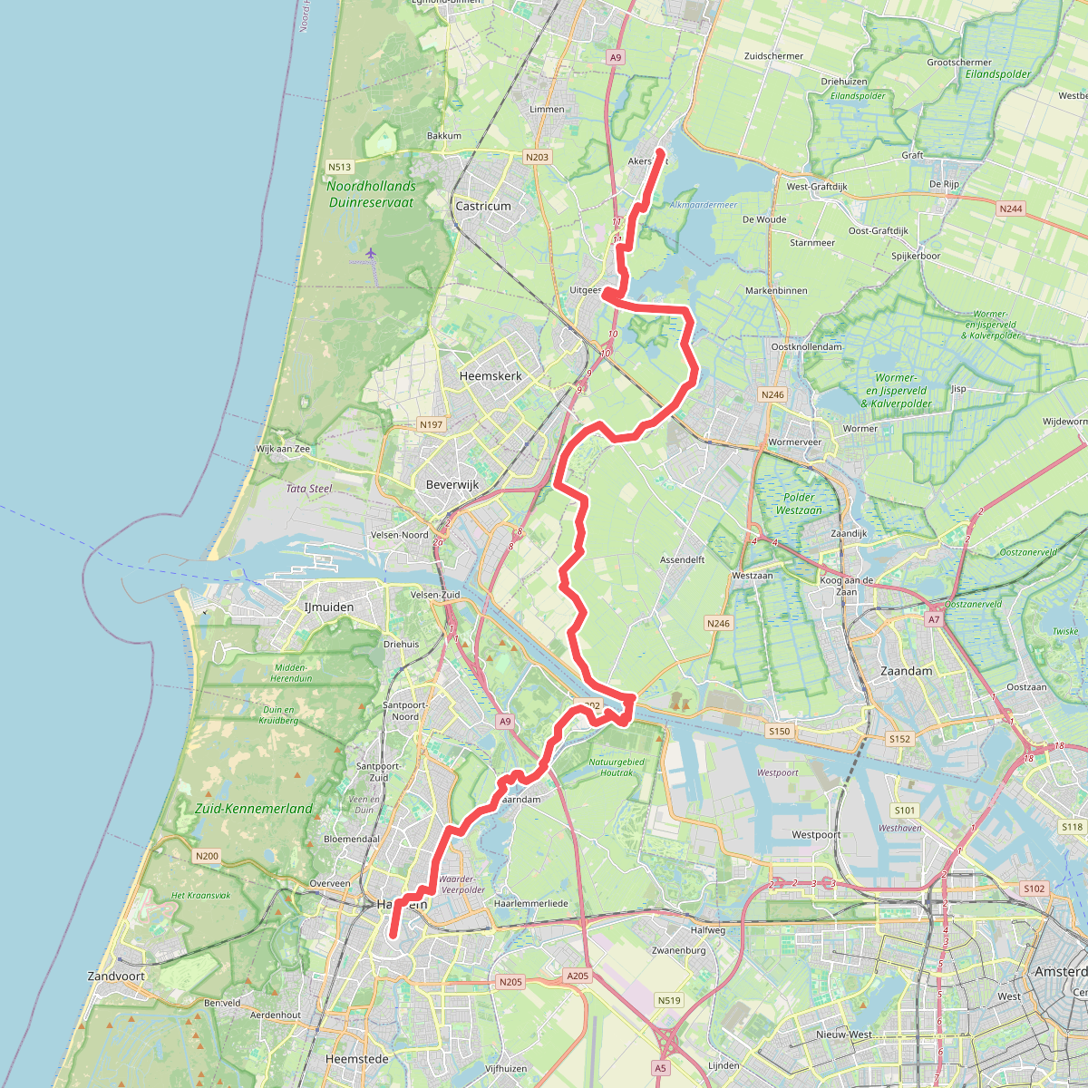 Akersloot - Haarlem · Jacobsweg Amstelredam etappe 3