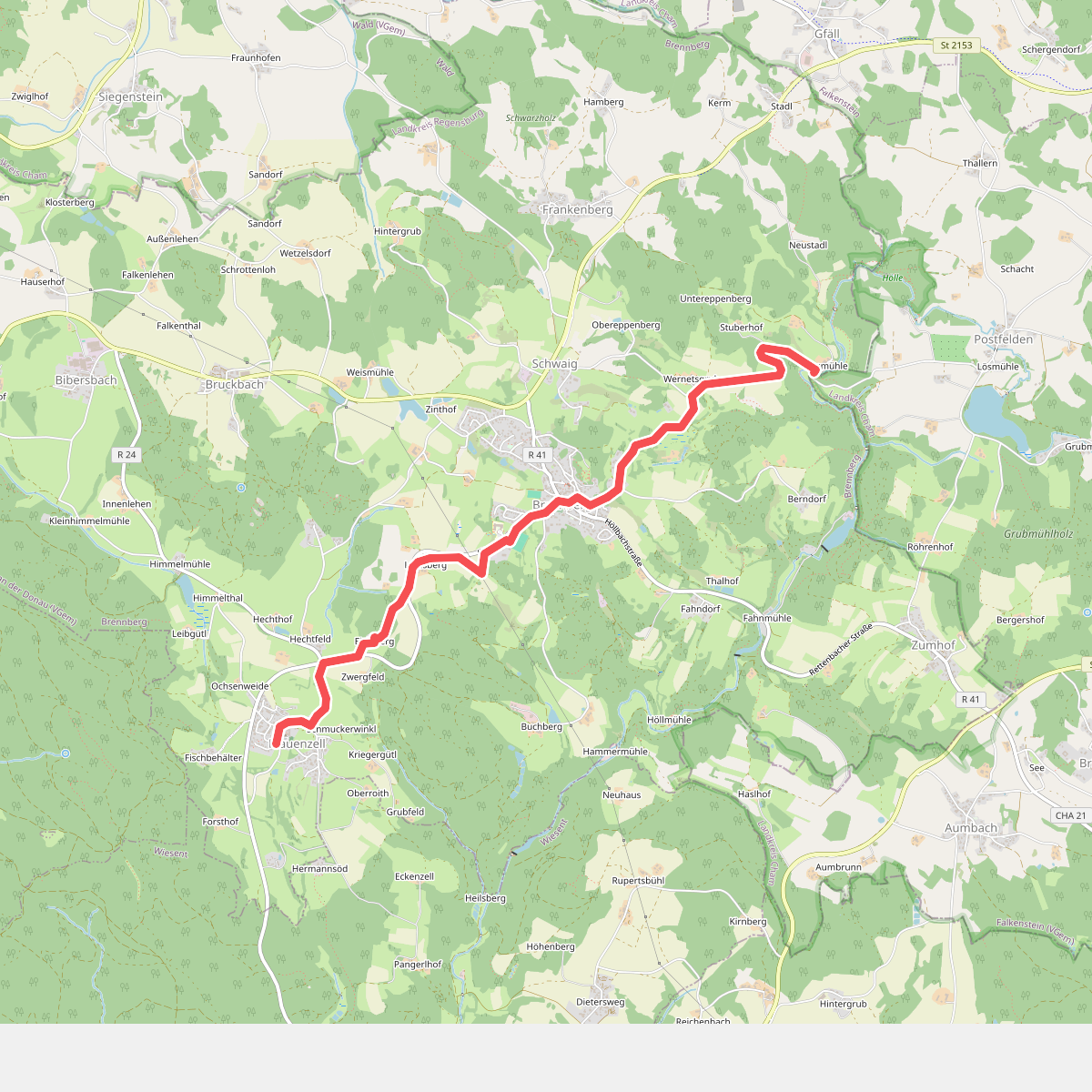 O 53 Höllbachtal - Frauenzell (Grünes Rechteck)