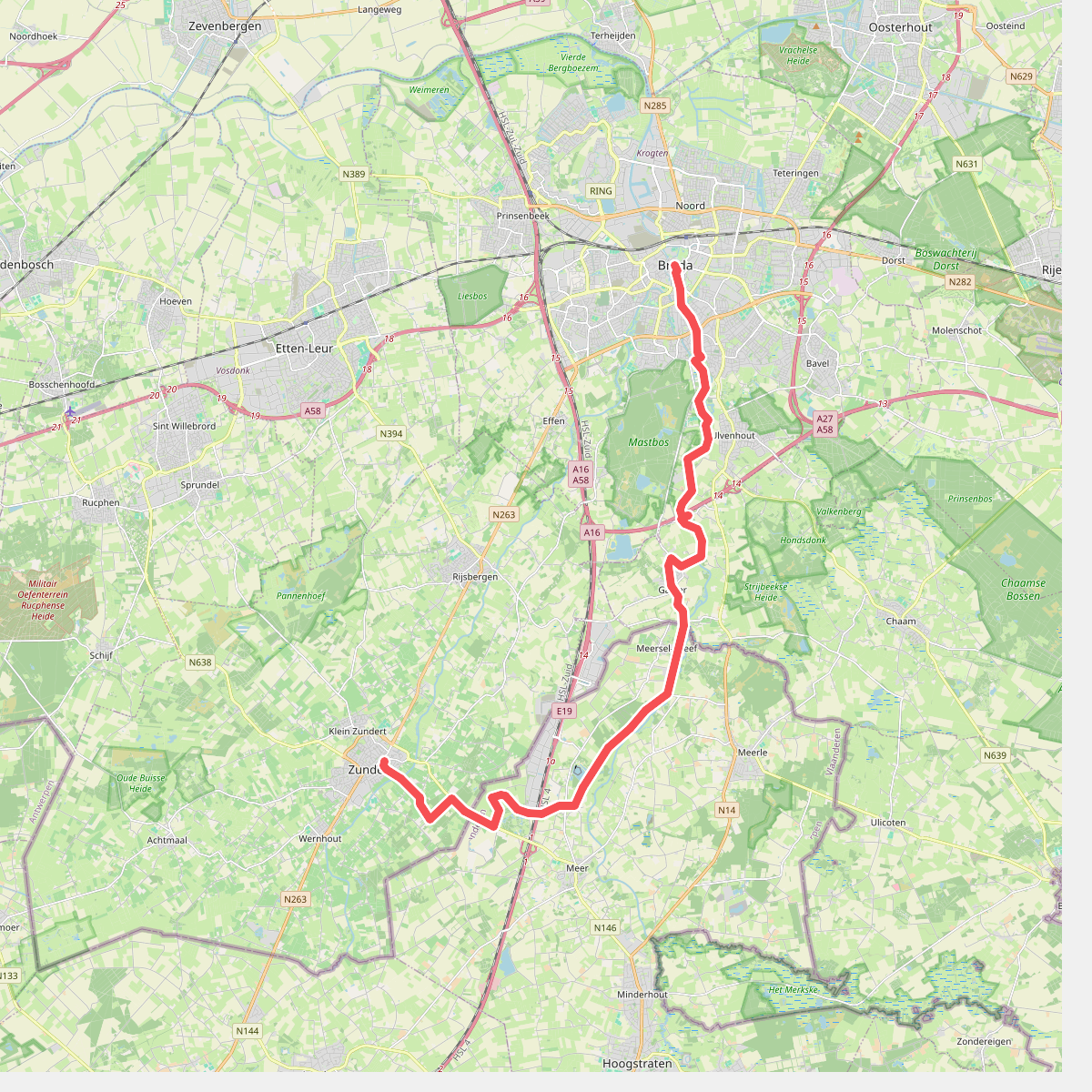 Breda - Zundert · Jacobsweg Amsvorde etappe 8