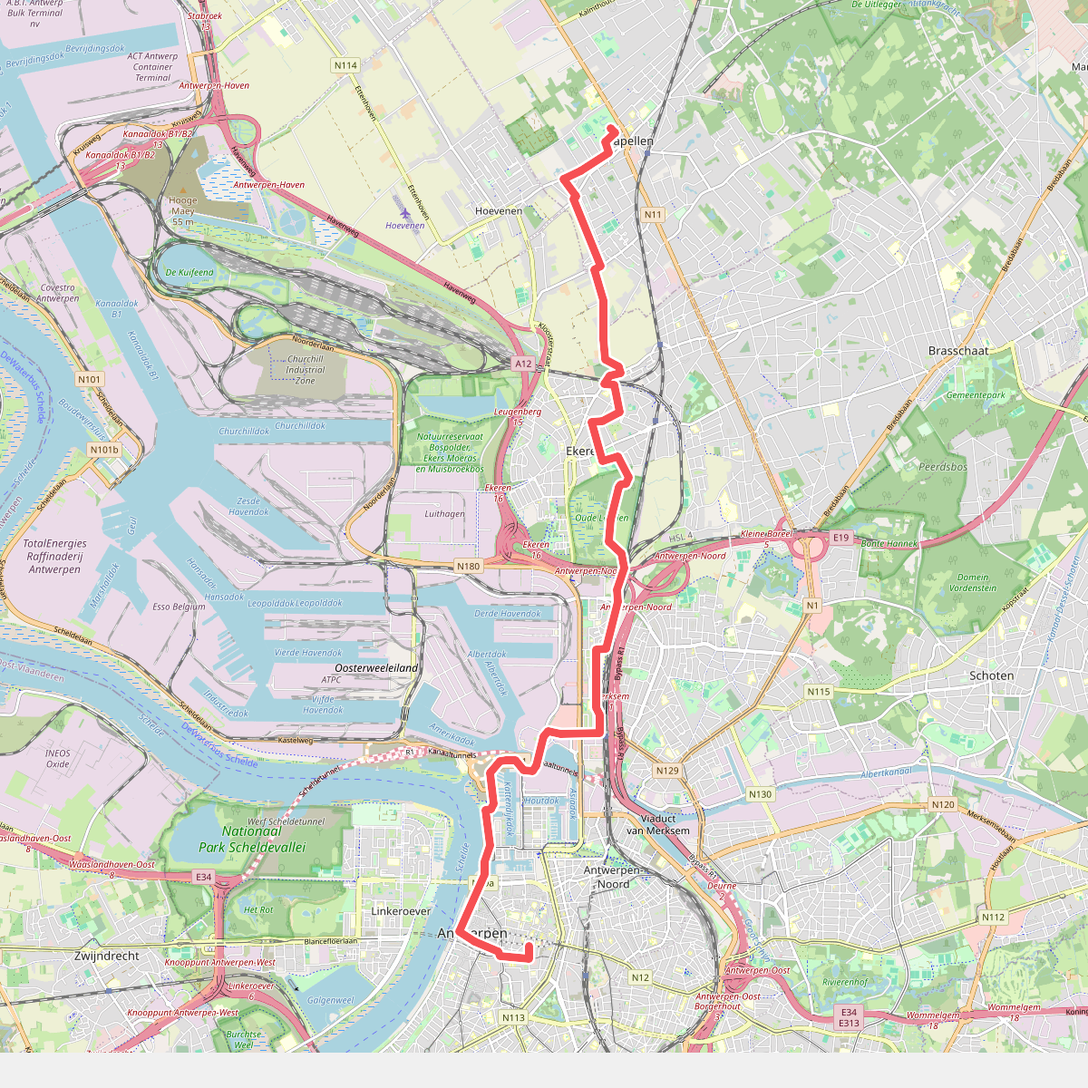 Kapellen - Antwerpen · Jacobsweg Amsvorde etappe 10