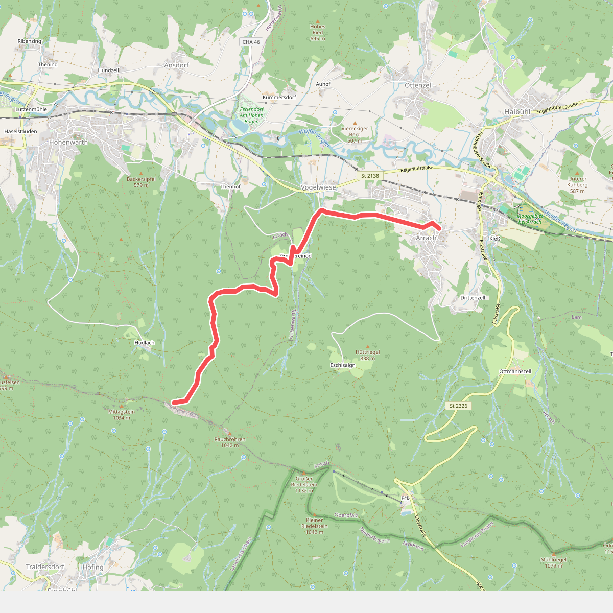 Goldsteig Zuweg Nr.15 Arrach → Kaitersberg