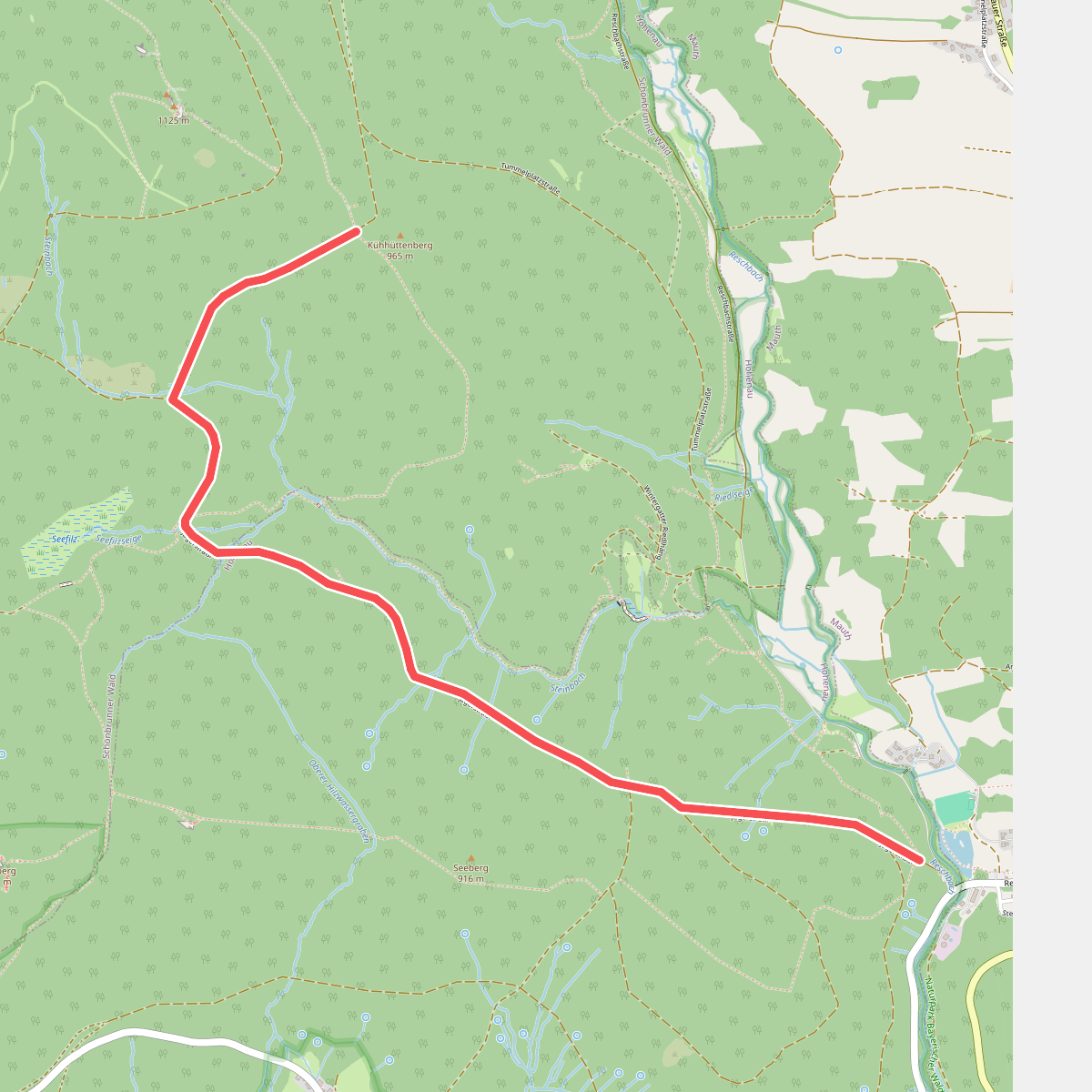 Umleitungsstrecke für Wildschutzgebiet um die Steinbachklause.