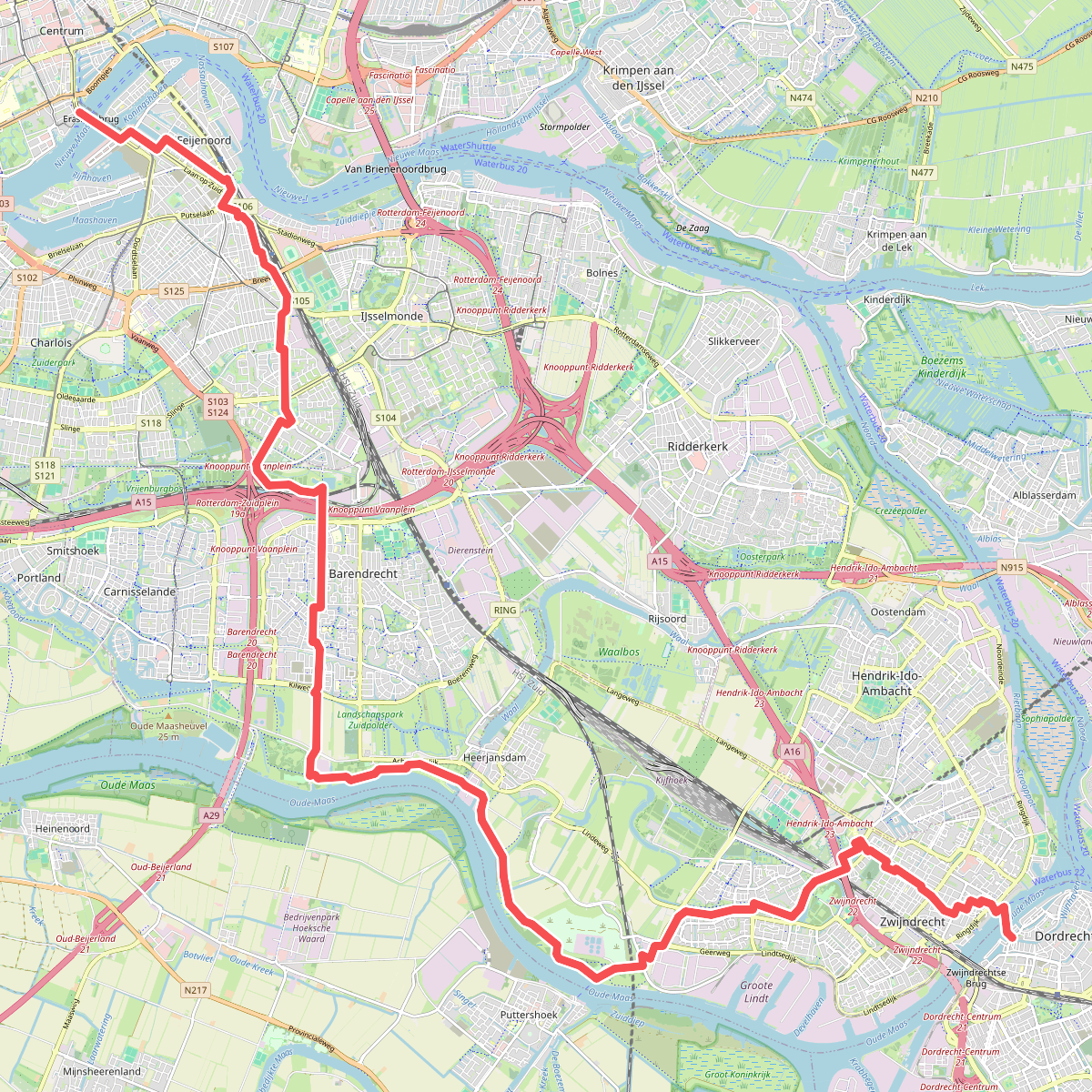Rotterdam - Dordrecht · Jacobsweg Thuredrecht etappe 2
