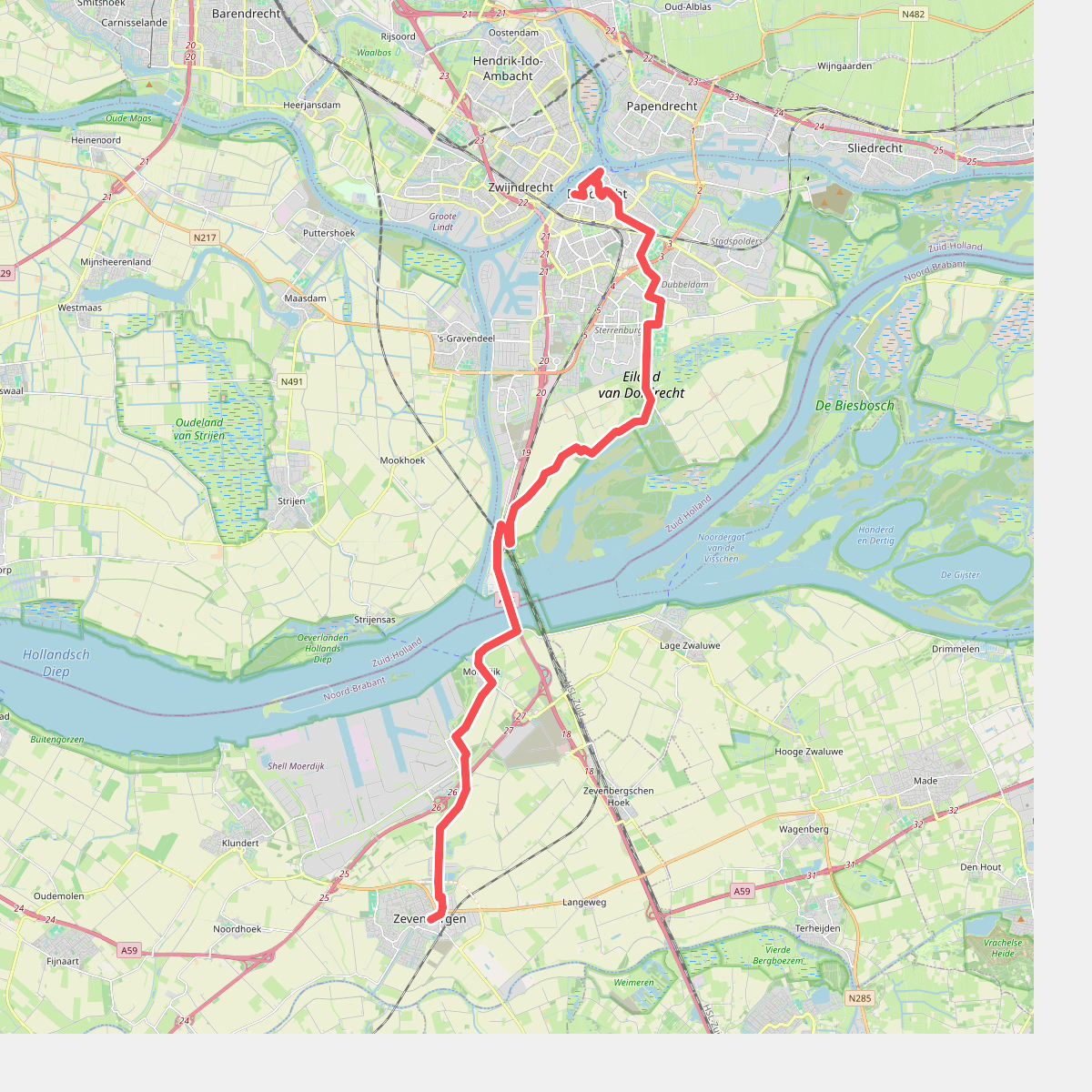 Dordrecht - Zevenbergen · Jacobsweg Thuredrecht etappe 3