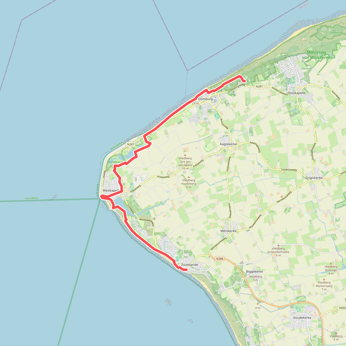 Zoutelande - Halte Kasteel Westhove · Nederlands Kustpad 1 etappe 3