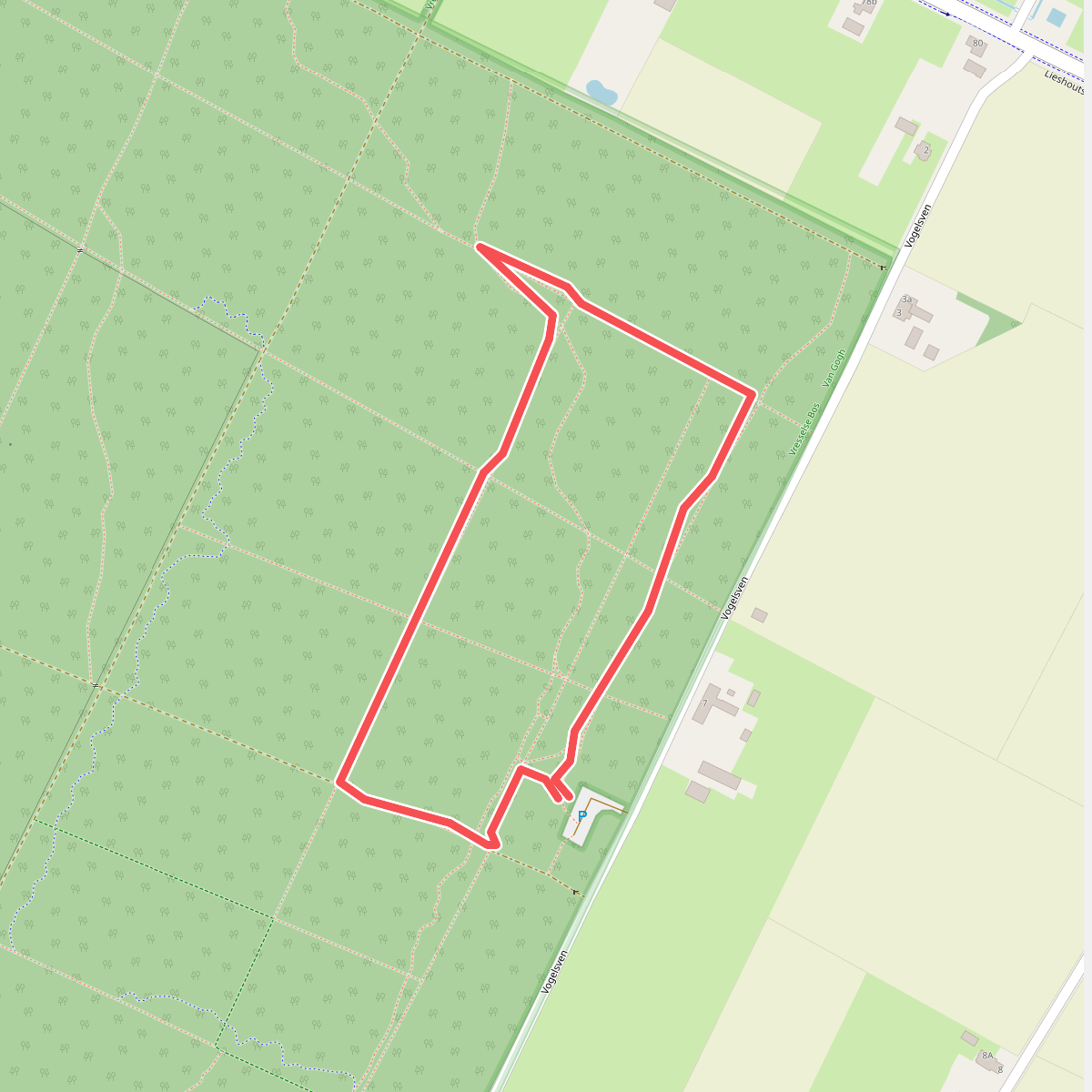 Wandelroute honden losloop Vresselsbos