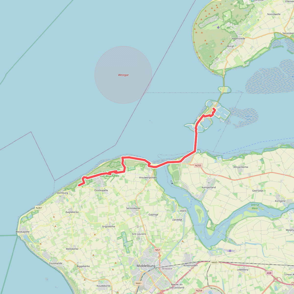 Halte Kasteel Westhove - Neeltje Jans · Nederlands Kustpad 1 etappe 4