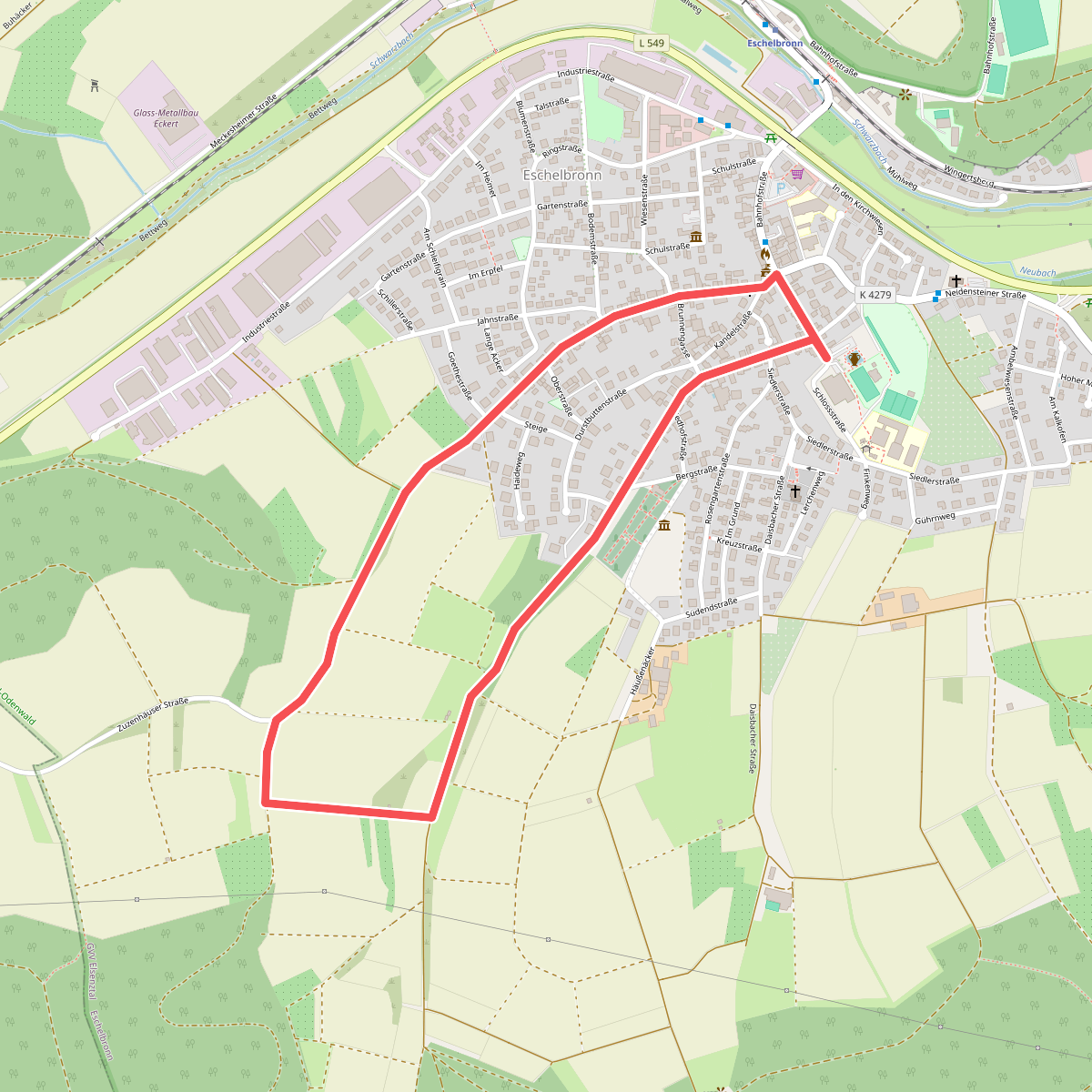 Rundwanderweg Eschelbronn Sporthalle 1: Neurott-Weg