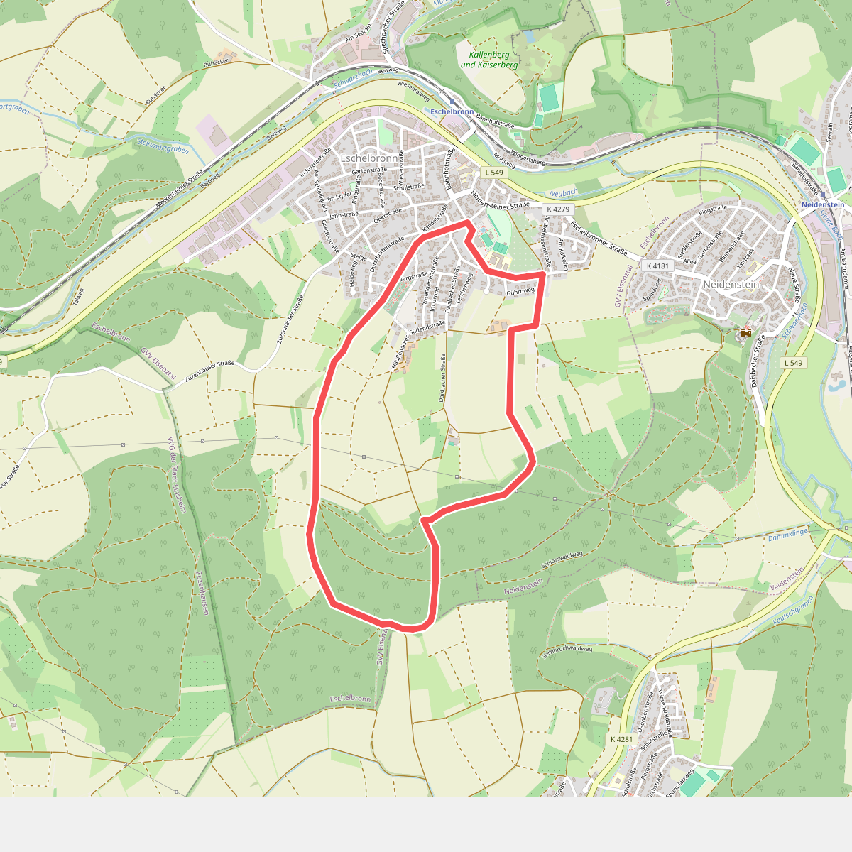 Rundwanderweg Eschelbronn Sporthalle 3: Kuhloch-Weg