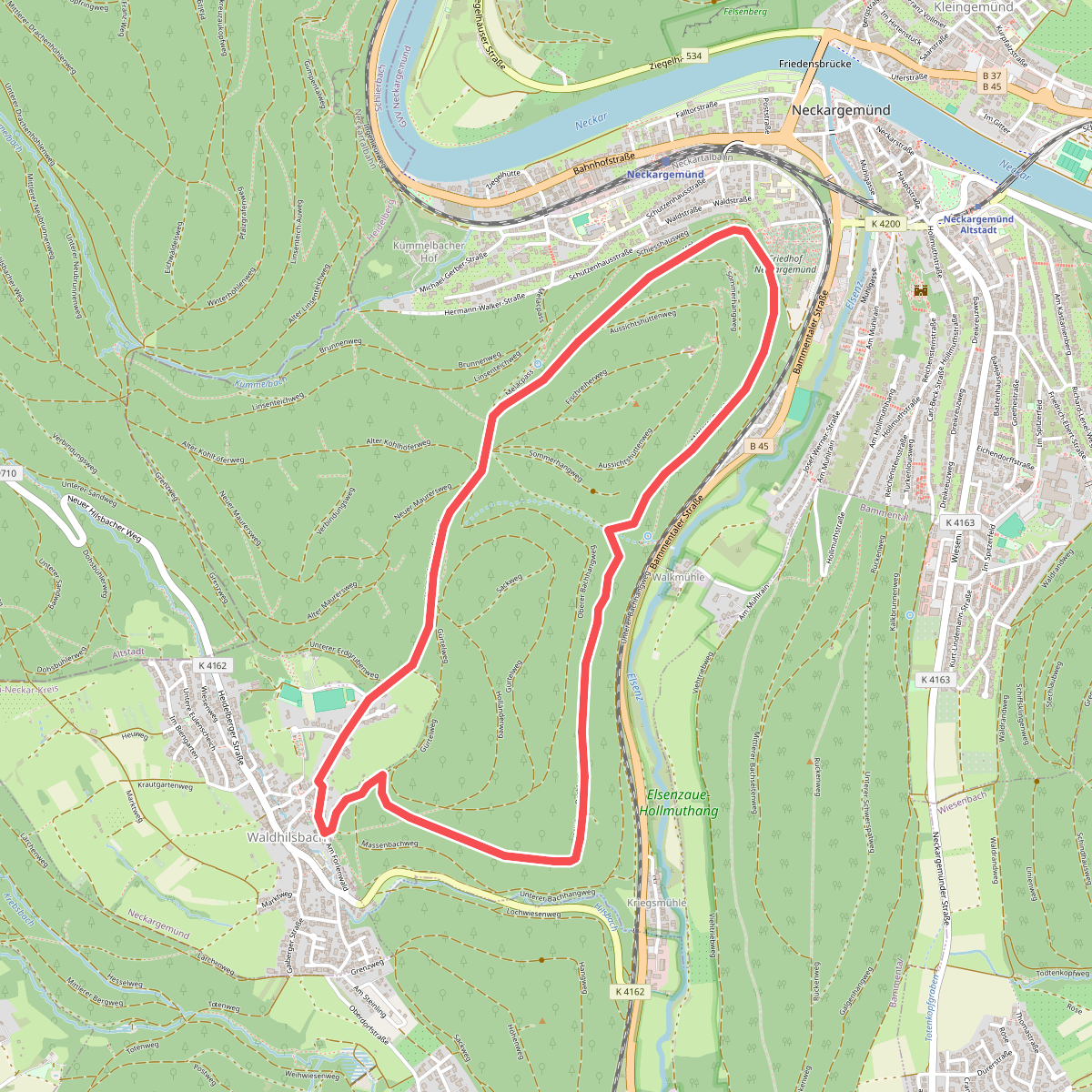 Rundwanderweg Neckargemünd Friedhof 9 - Waldhilsbach-Weg