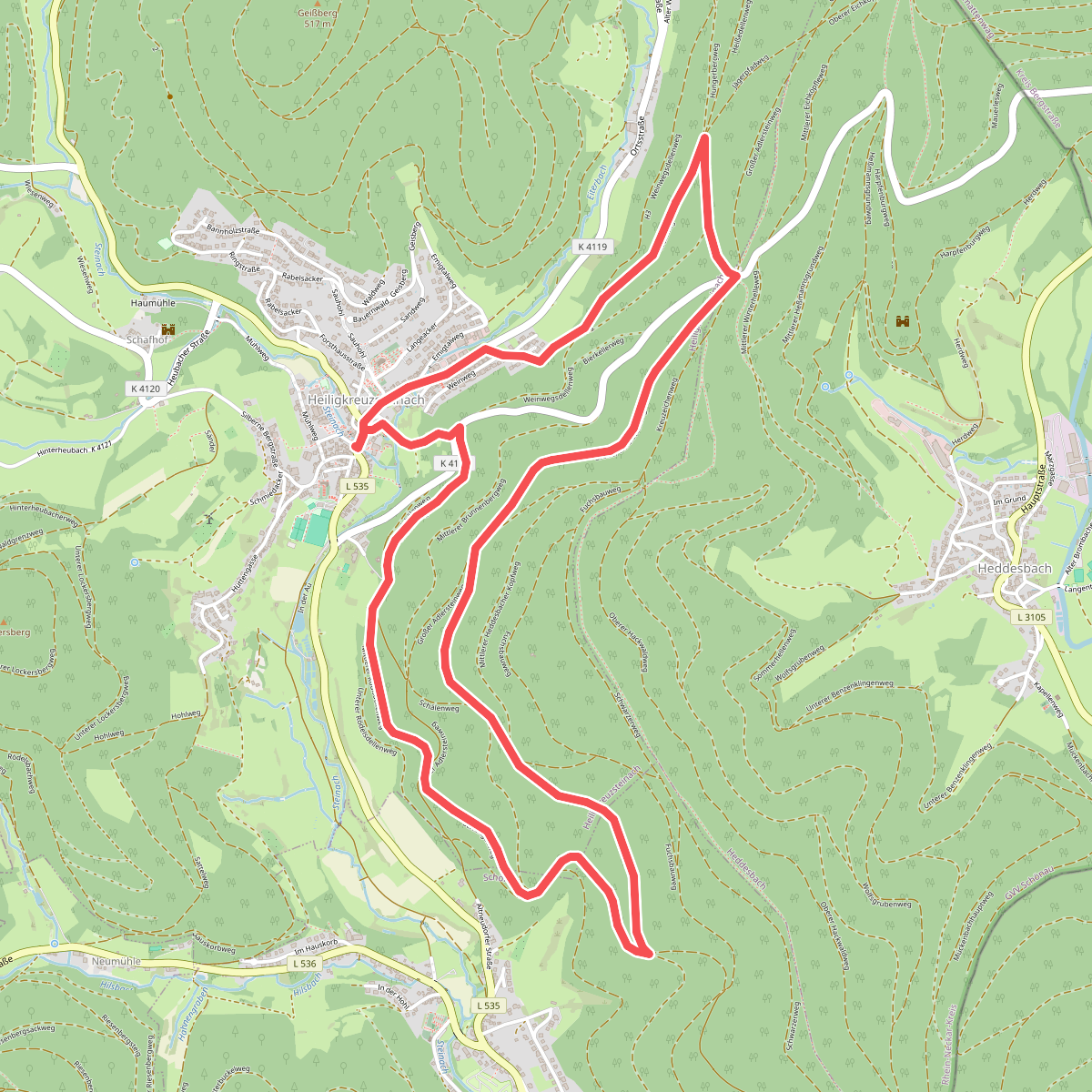 Rundwanderweg Heiligkreuzsteinach 4: Rochlitzhütten-Weg