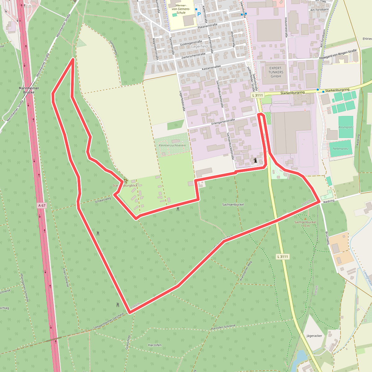 Rundwanderweg Lorsch Sachsenbuckel 3: Sachsenbuckel-Weg