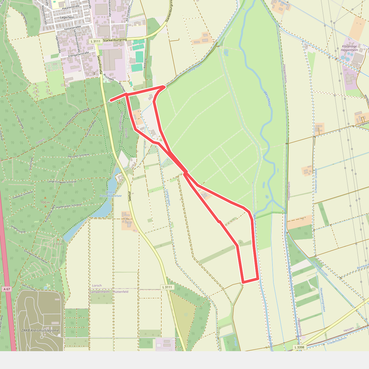 Rundwanderweg Lorsch Sachsenbuckel 4: Kloster-Hagen-Weg