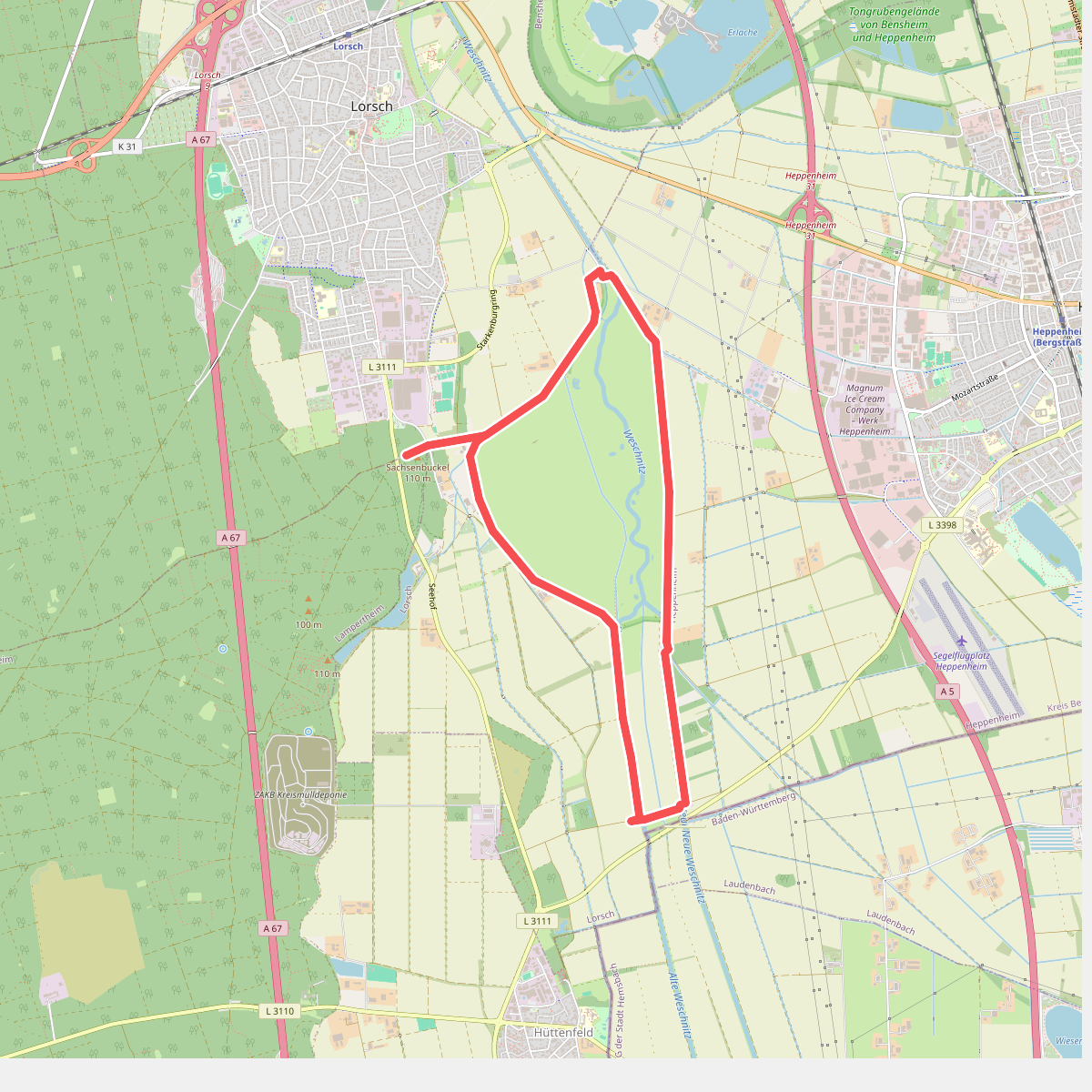Rundwanderweg Lorsch Sachsenbuckel 5: Weschnitzinsel
