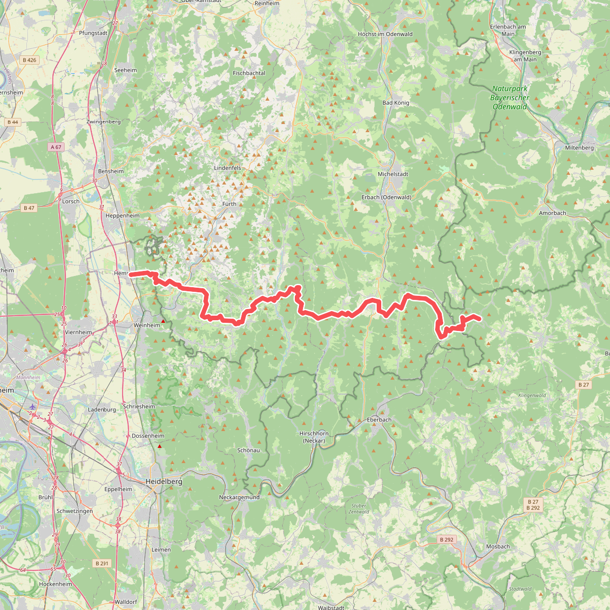 Odenwaldklub HW 28, Hemsbach - Waldmichelbach - Seitzenbuche