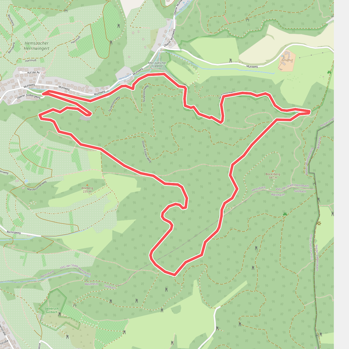 Rundwanderweg Hemsbach Mühlweg 3: Bocksberg-Weg