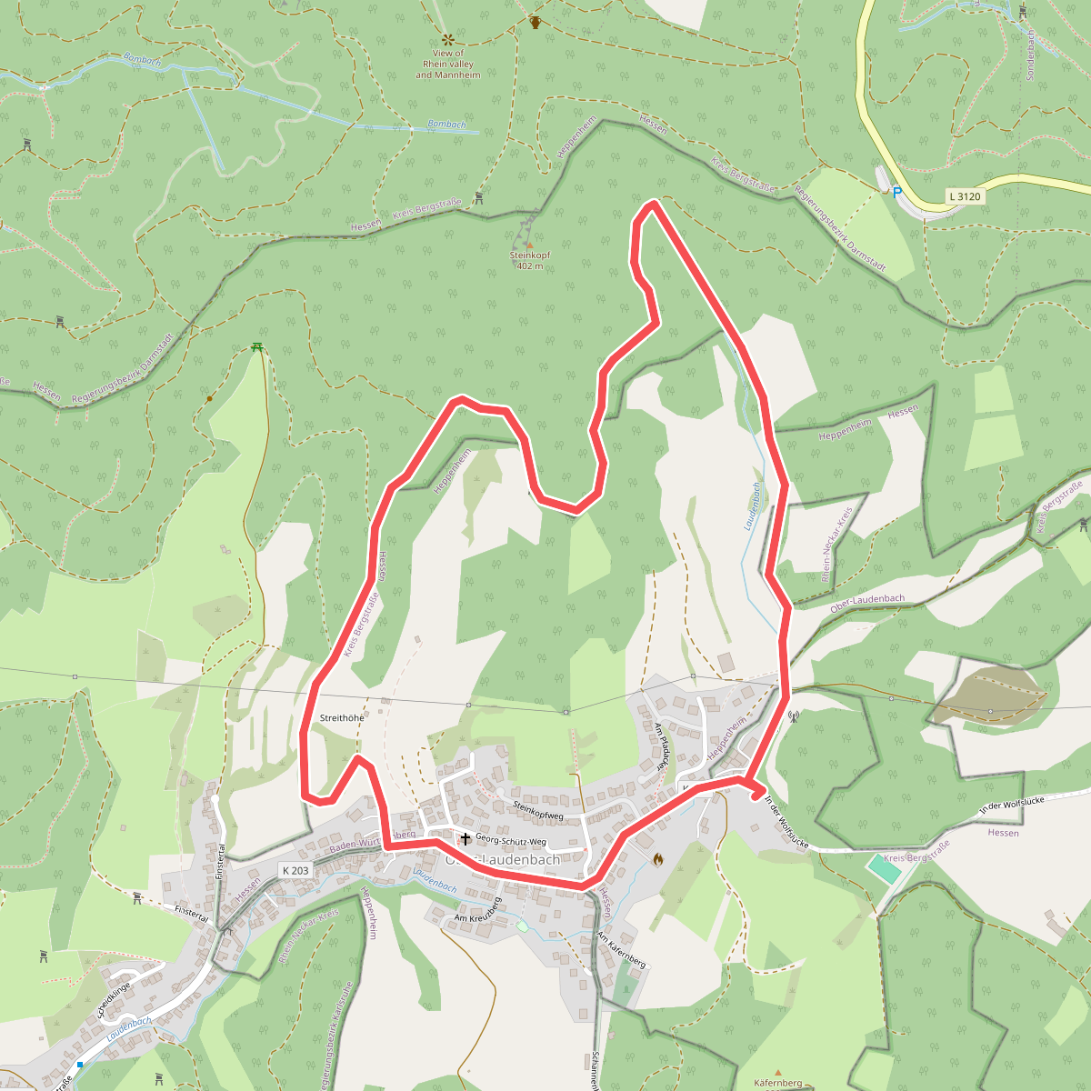 Rundwanderweg Heppenheim Wolfslücke 2: Steinkopf-Weg