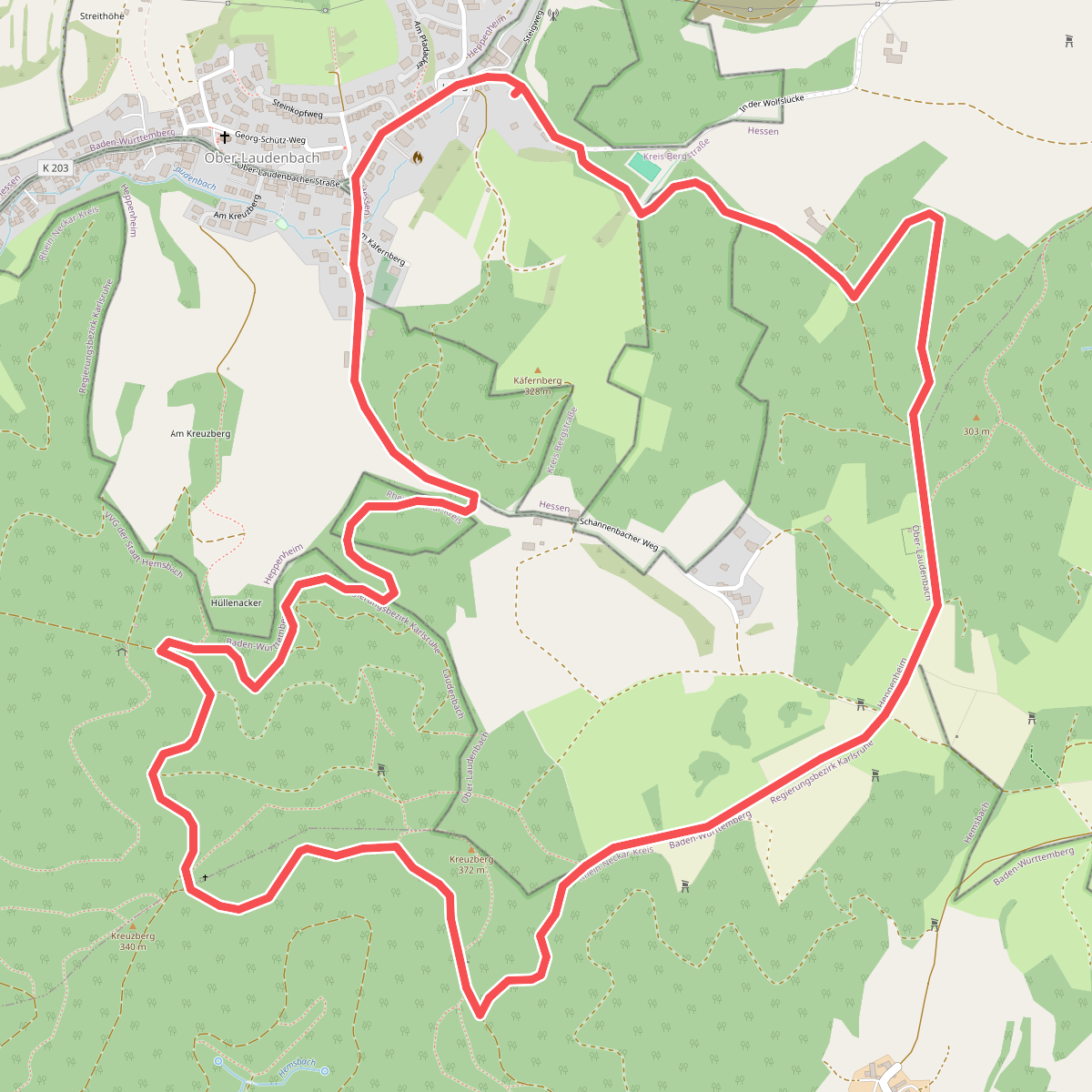 Rundwanderweg Heppenheim Wolfslücke 3: Kreuzberg-Weg