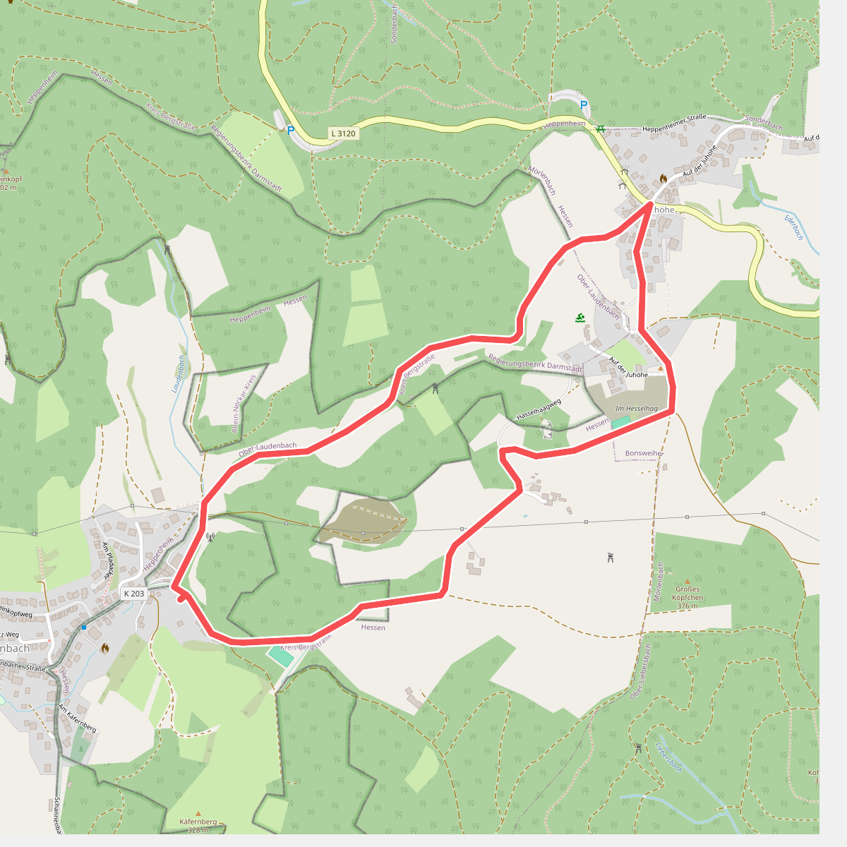 Rundwanderweg Heppenheim Wolfslücke 1: Sommerhof-Weg