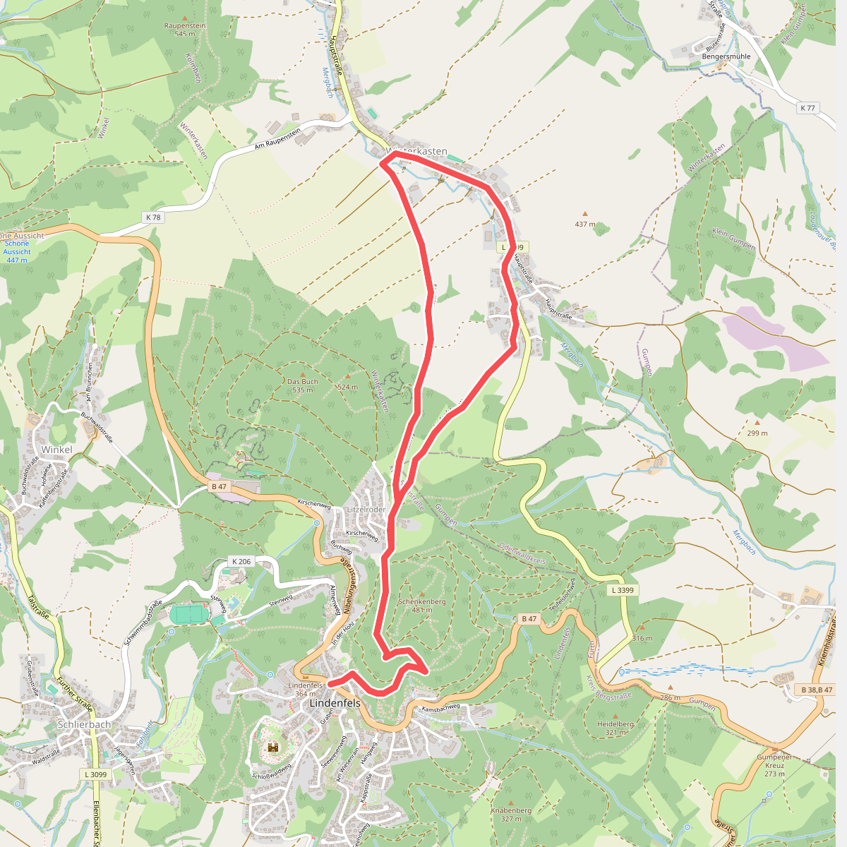 Rundwanderweg Lindenfels 1: Wanderung nach Winterkasten