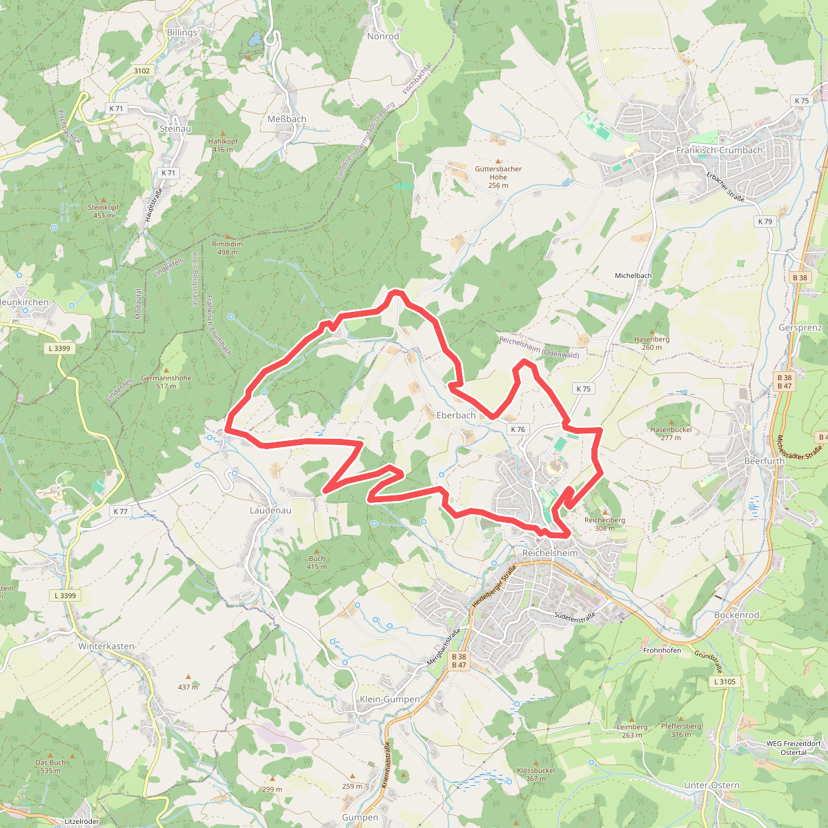 Rundwanderweg Reichelsheim 1: Sagenweg Wildweibchenstein