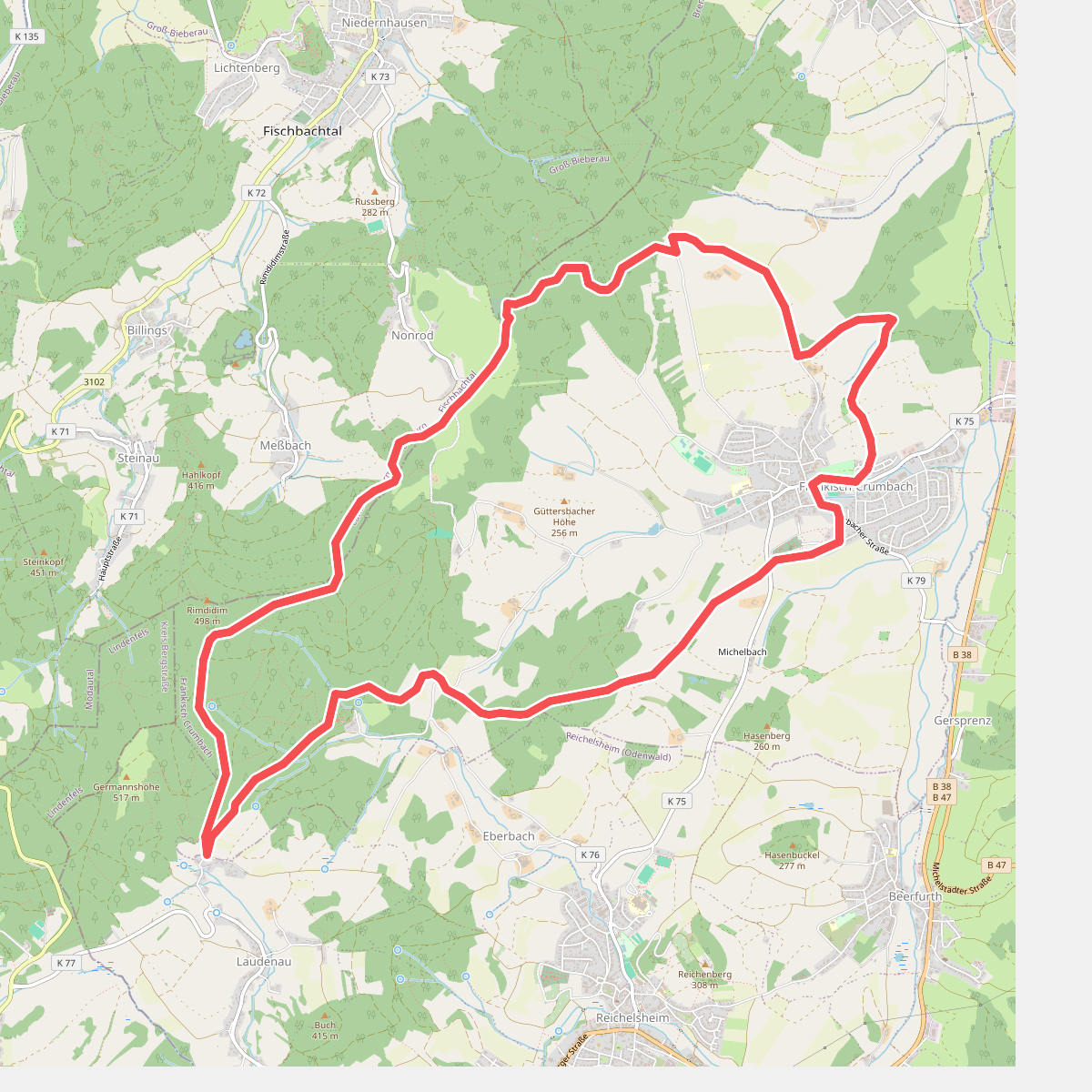 Rundwanderweg Sparkasse-Odenwaldkreis S2 : Burg Rodenstein-Runde