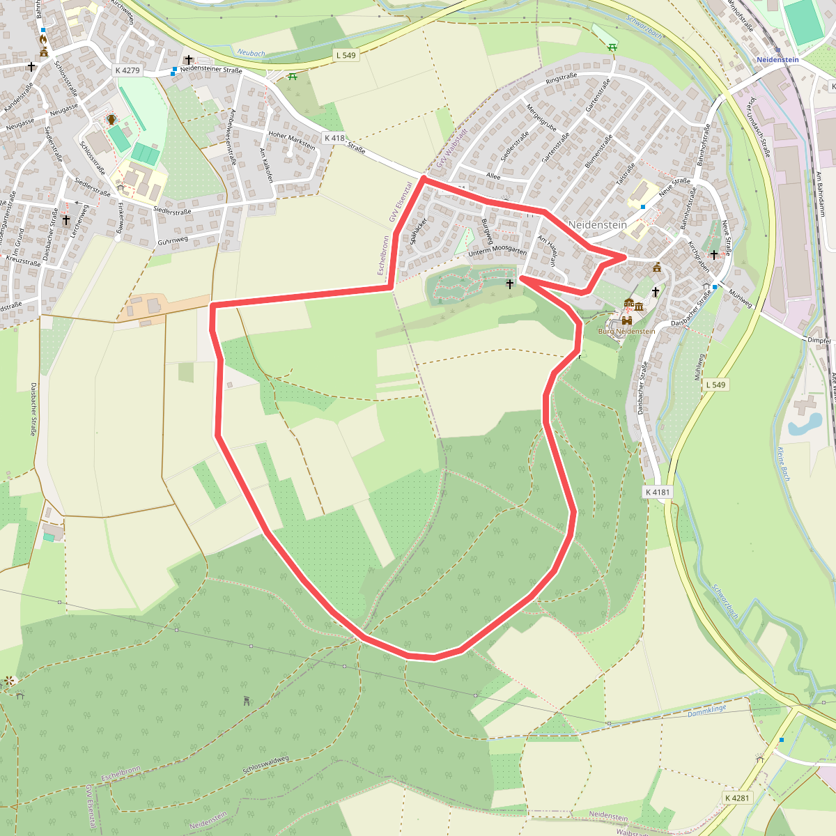 Rundwanderweg Neidenstein 1: Schlosswald-Weg