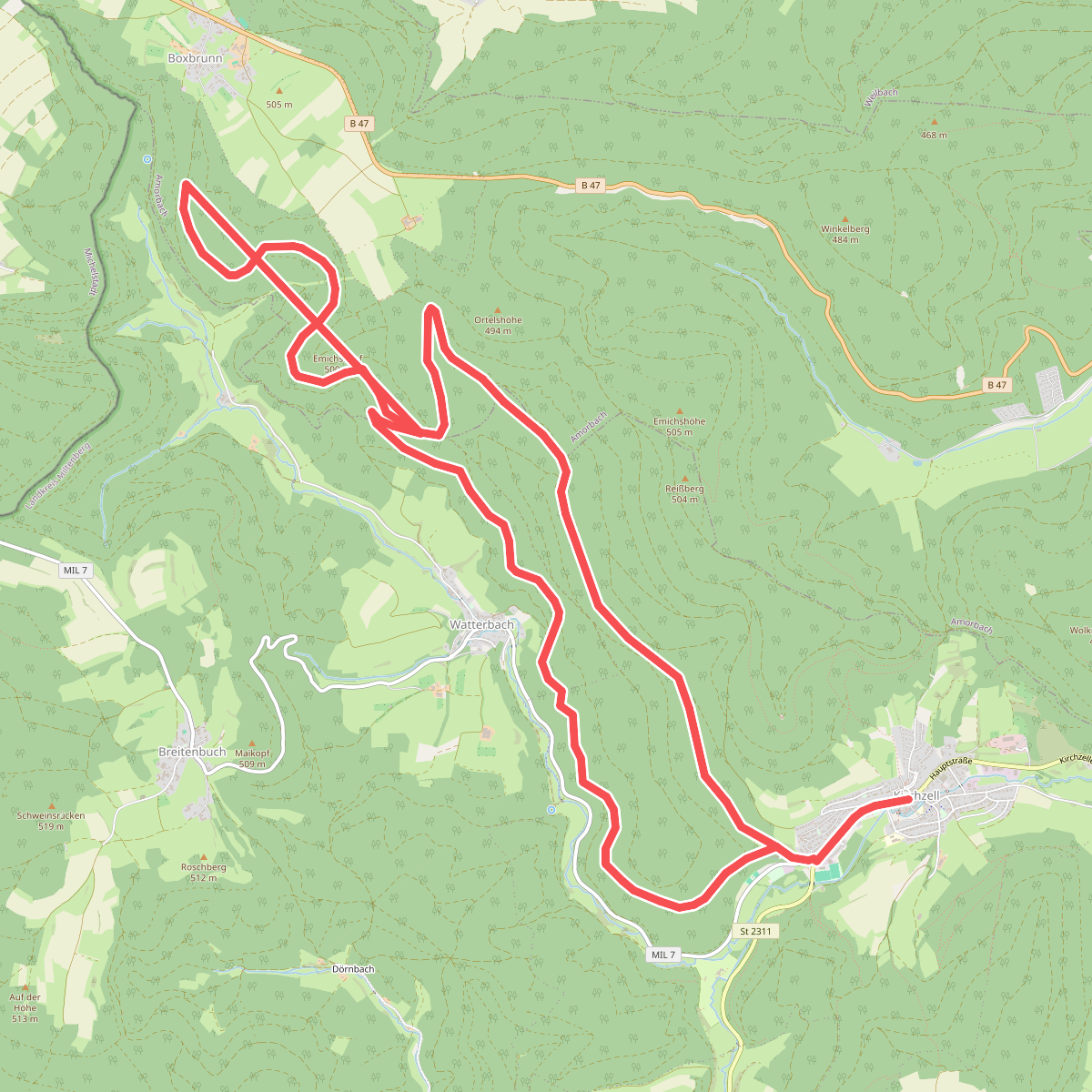 Rundwanderweg Kirchzell 1 : Wanderung durch das Ortelstal