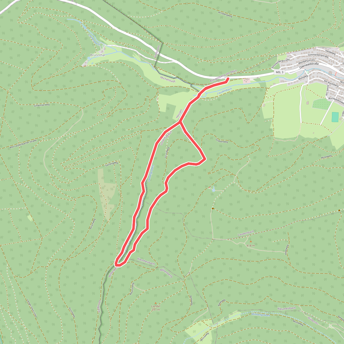 Rundwanderweg Tal Laudenbach 3: Landel-Graben-Weg