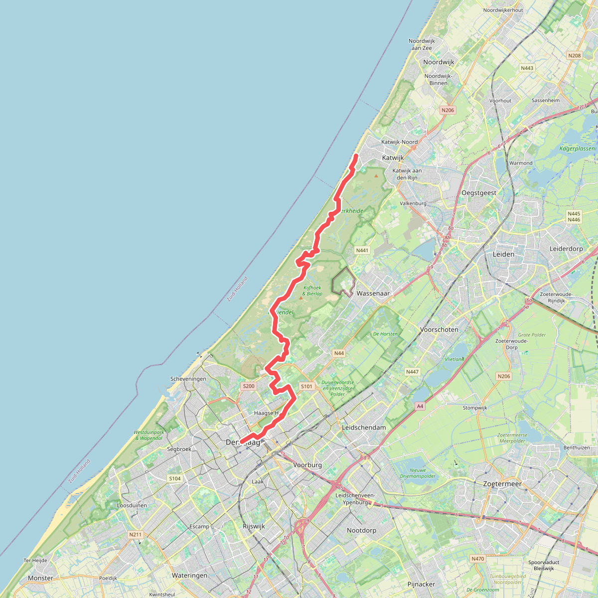 Den Haag Centraal station - Katwijk aan Zee · Nederlands Kustpad 2 etappe 3