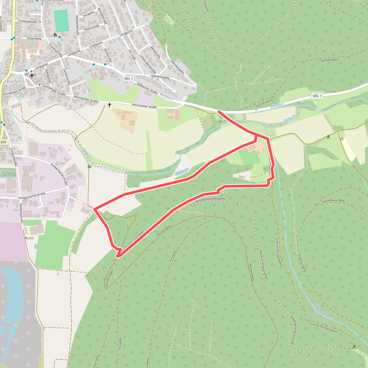 Roter Hase, Rundwanderweg Röllfeld